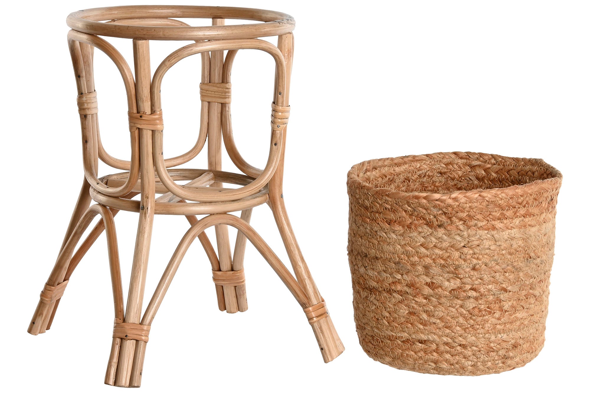 Conjunto de 2 vasos de vime em fibra 28x28x38 natural