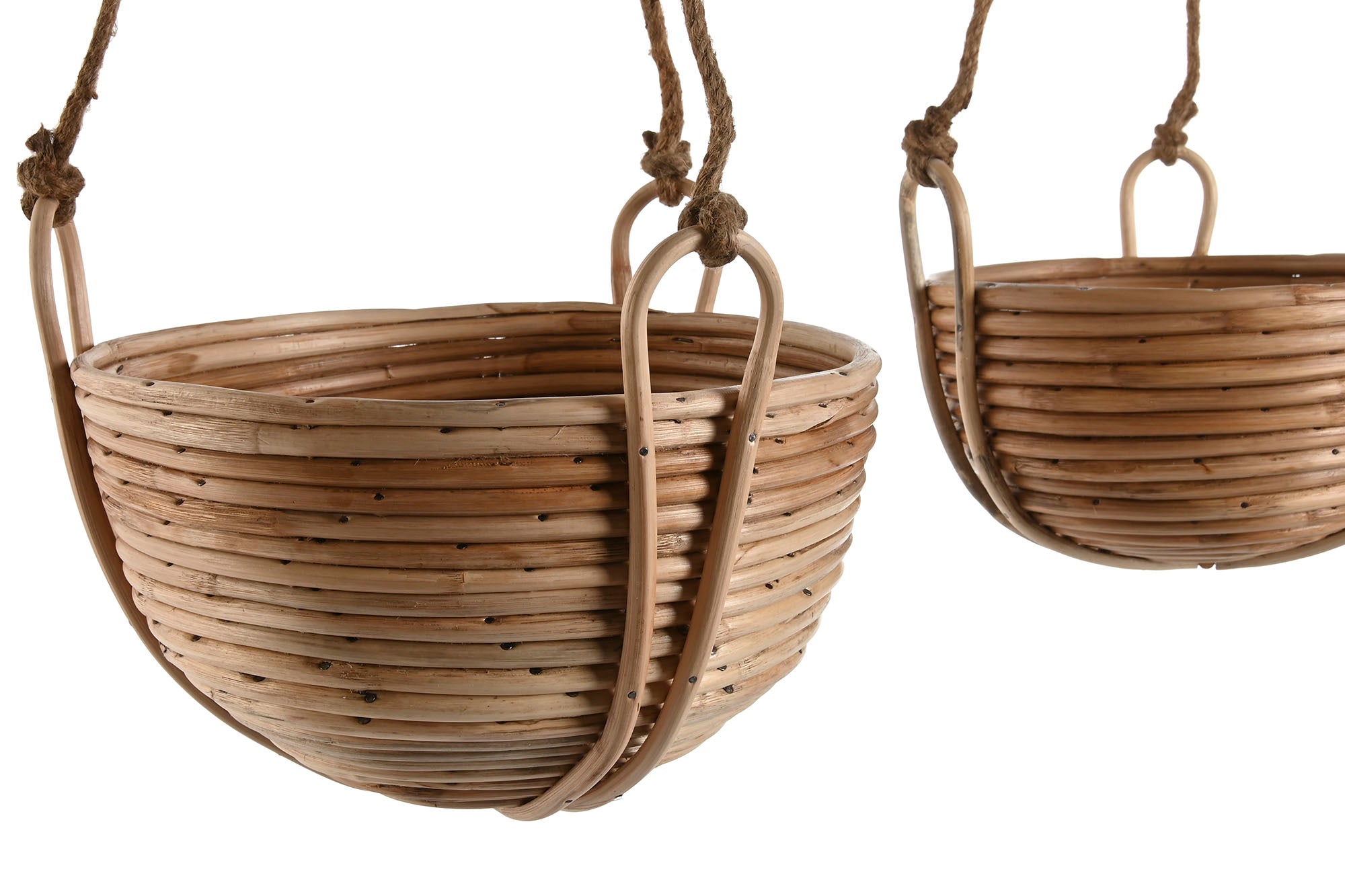 Conjunto de 3 vasos de vime com corda 31x31x23 para pendurar