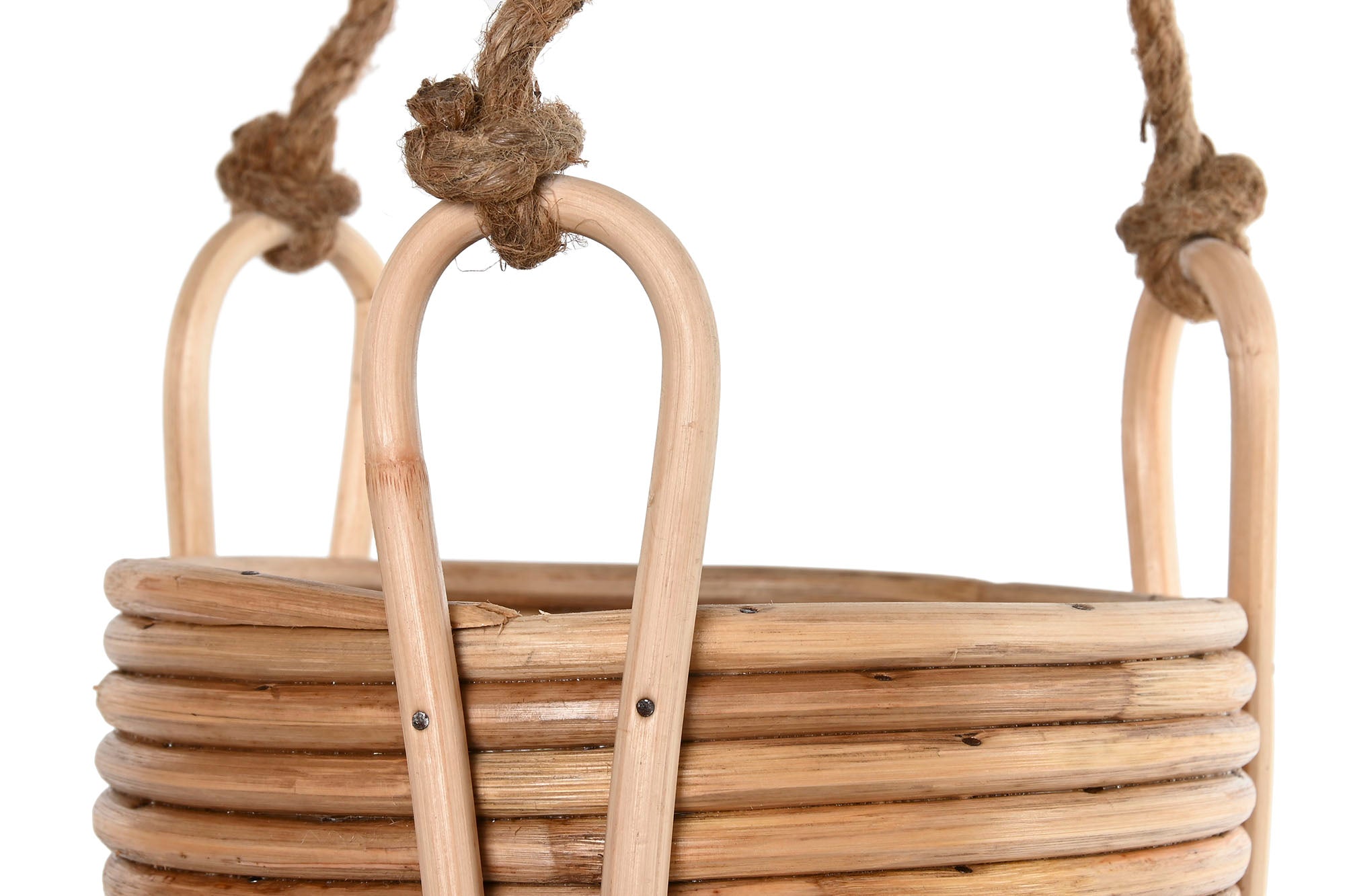 Conjunto de 3 vasos de vime com corda 31x31x23 para pendurar