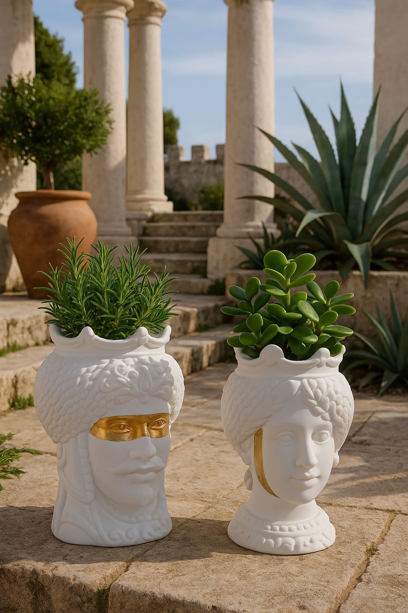 Vaso de porcelana 15X15X26,5 Cabeça siciliana 2 P