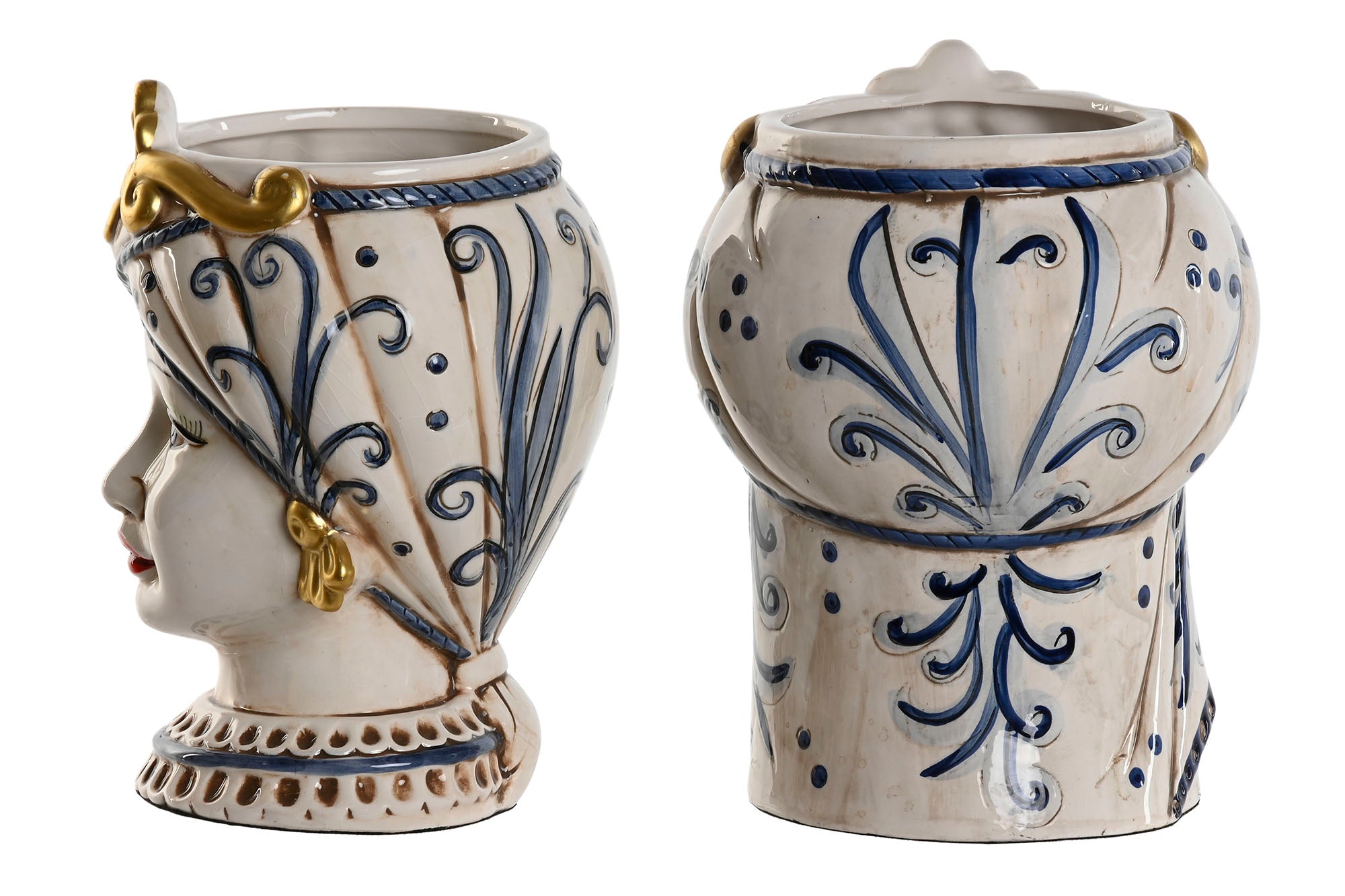 Vaso de Porcelana 15X15X26 Cabeça Siciliana 2 Sul