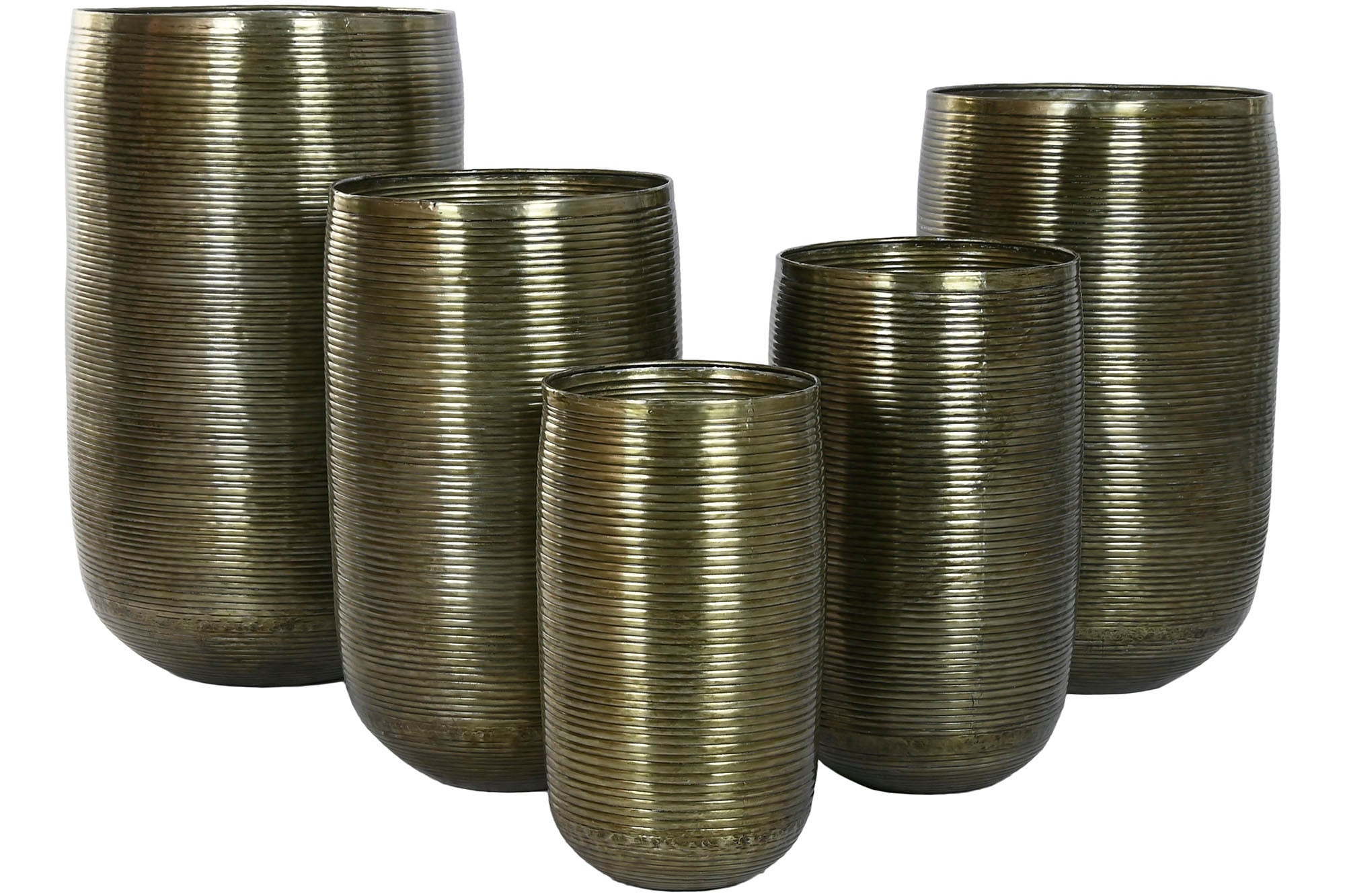 Conjunto de 5 vasos de alumínio 51,5x51,5x91 envelhecidos