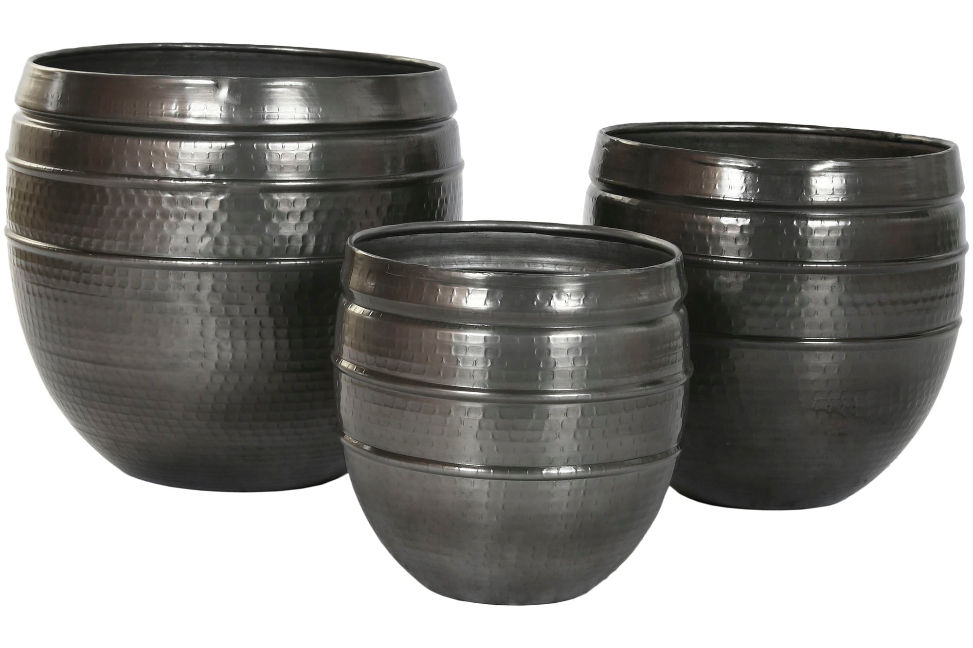 Conjunto de 3 vasos de alumínio 40x40x40,5 cinza brilhante