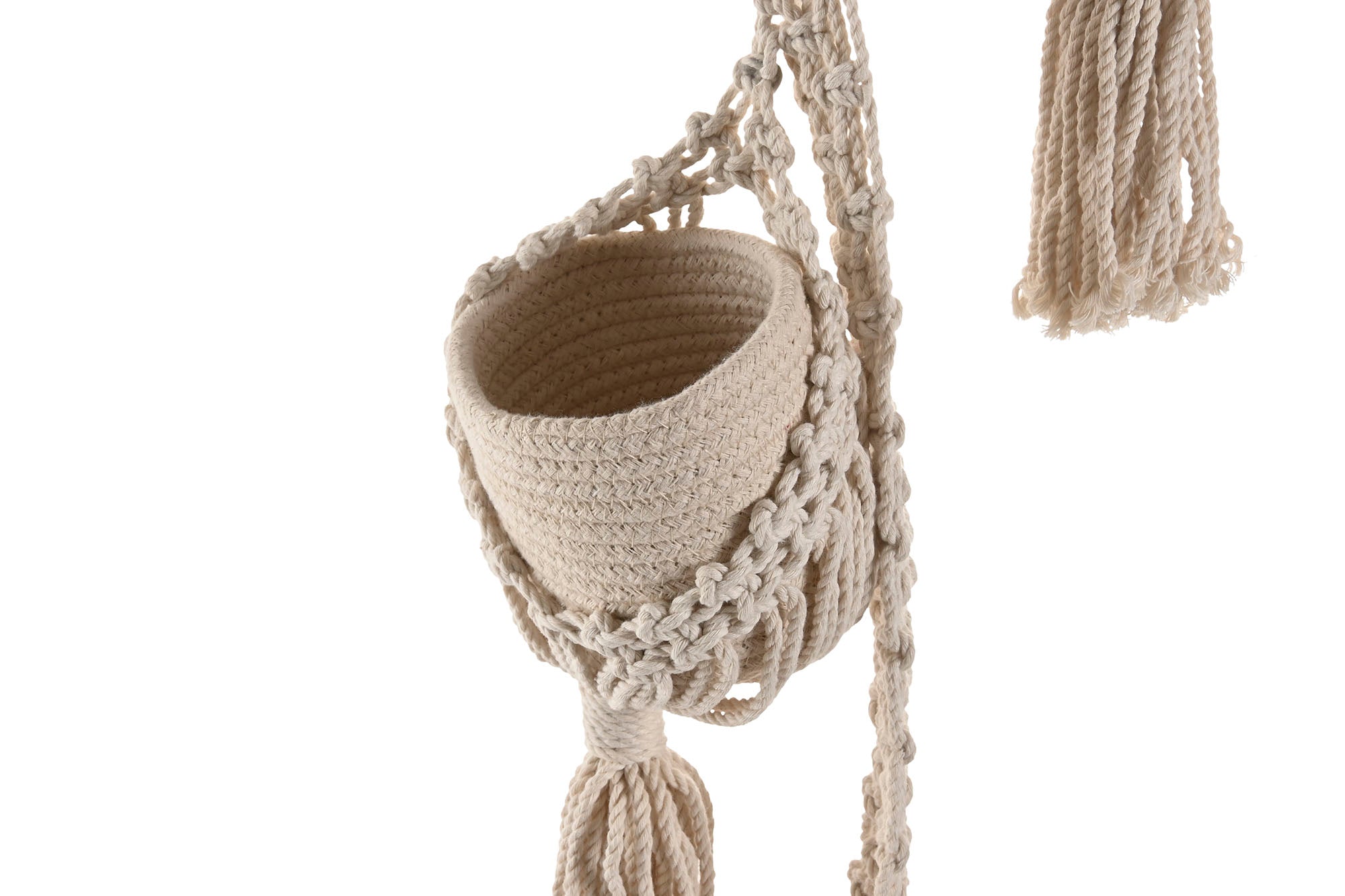Macetero Algodon Madera 46X2X93 Macrame