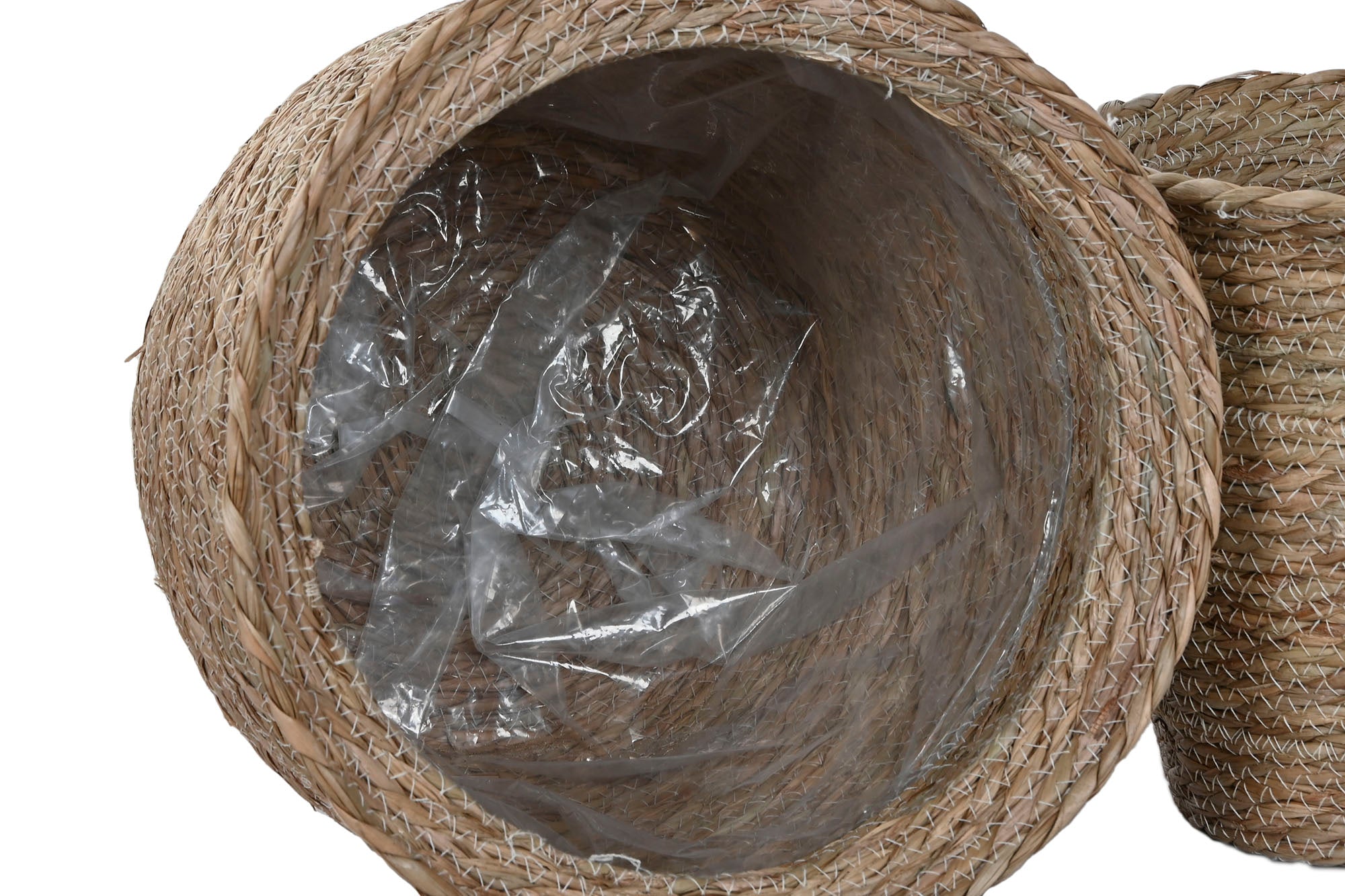 Conjunto de 7 vasos de fibra trançada 70x70x58 natural