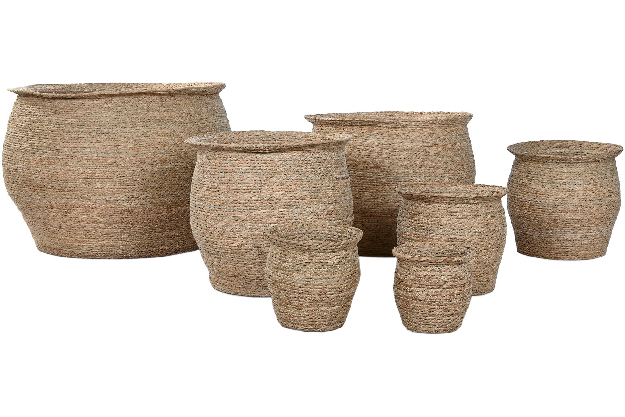 Conjunto de 7 vasos de fibra trançada 70x70x58 natural