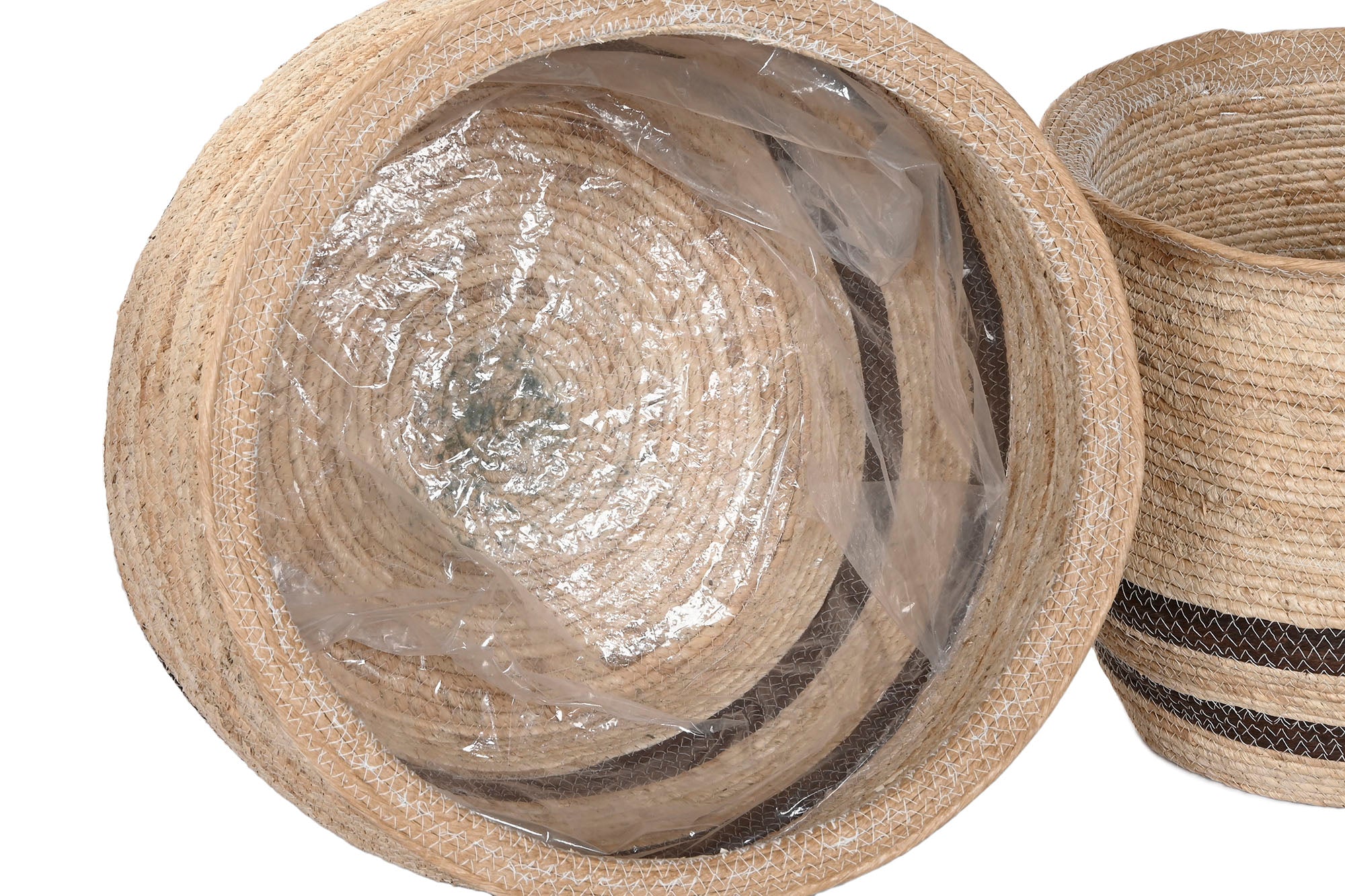 Conjunto de 4 vasos de fibra trançada 60x60x52 natural
