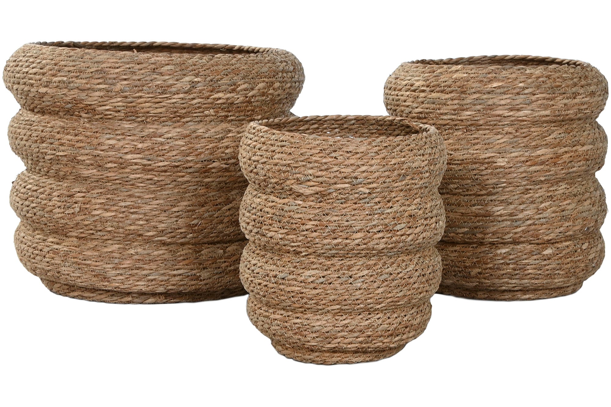 Conjunto de 3 vasos de fibra trançada 42x42x39 natural