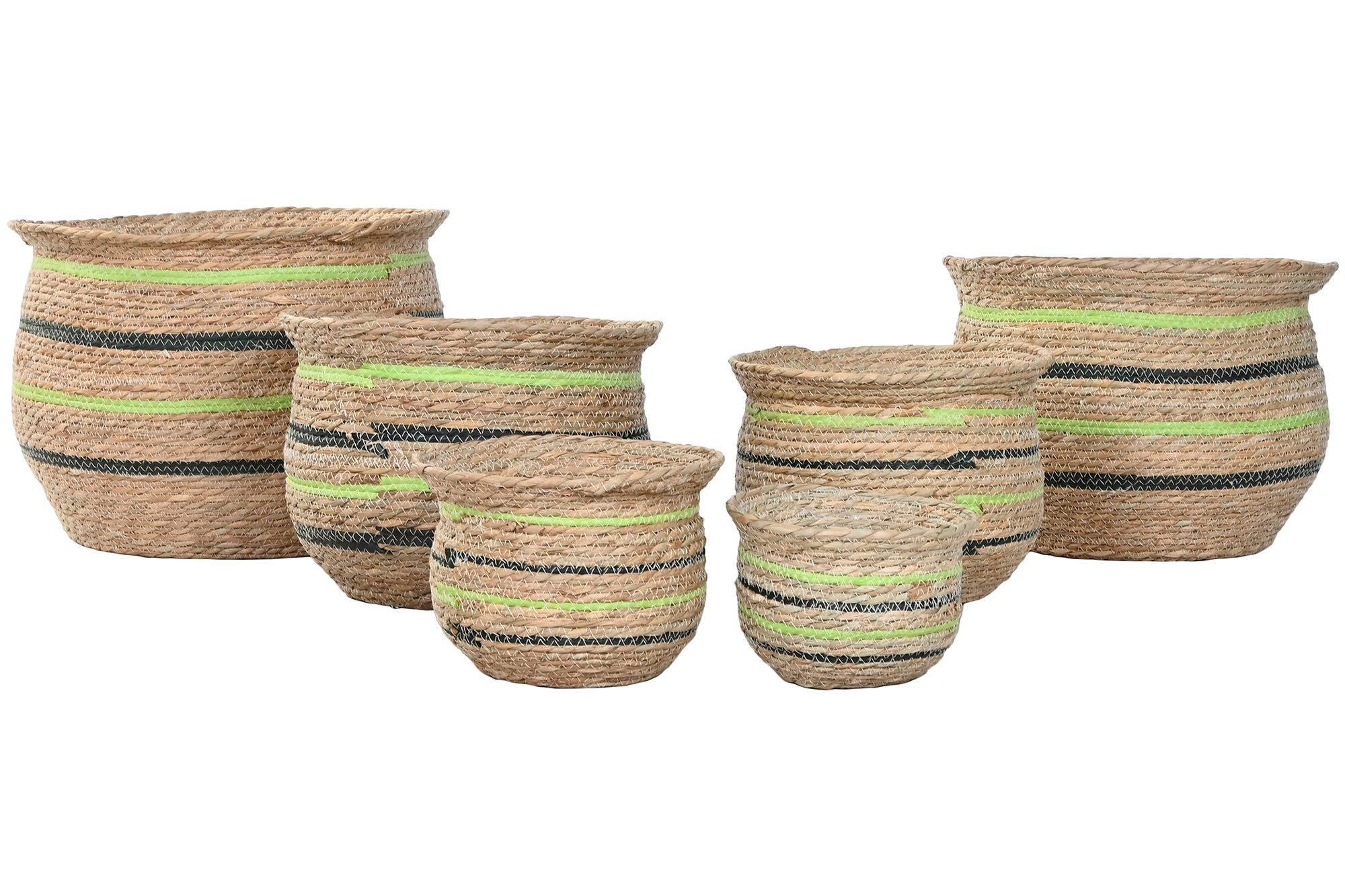 Conjunto de 6 vasos de fibra trançada 44x44x33 natural