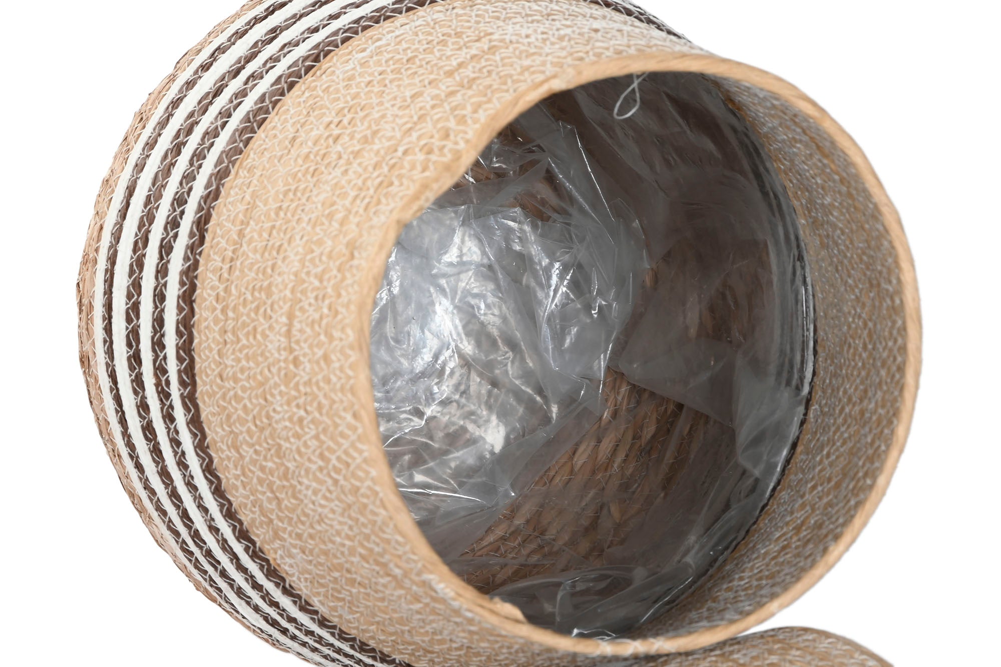 Macetero Set 3 Fibra Trenzada 31X31X49 Natural