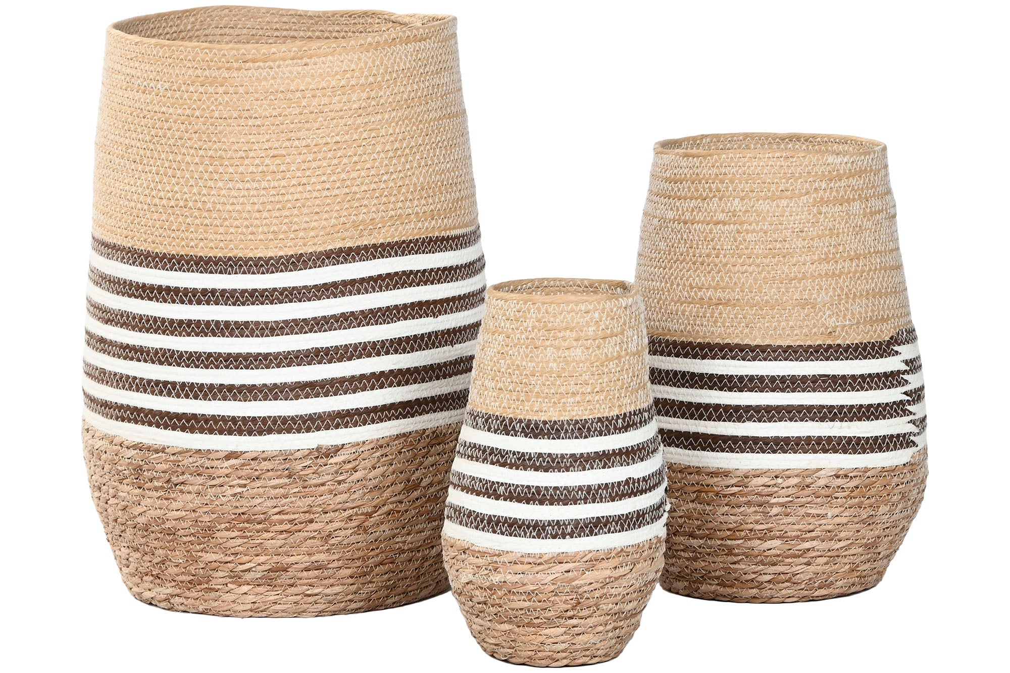 Macetero Set 3 Fibra Trenzada 31X31X49 Natural