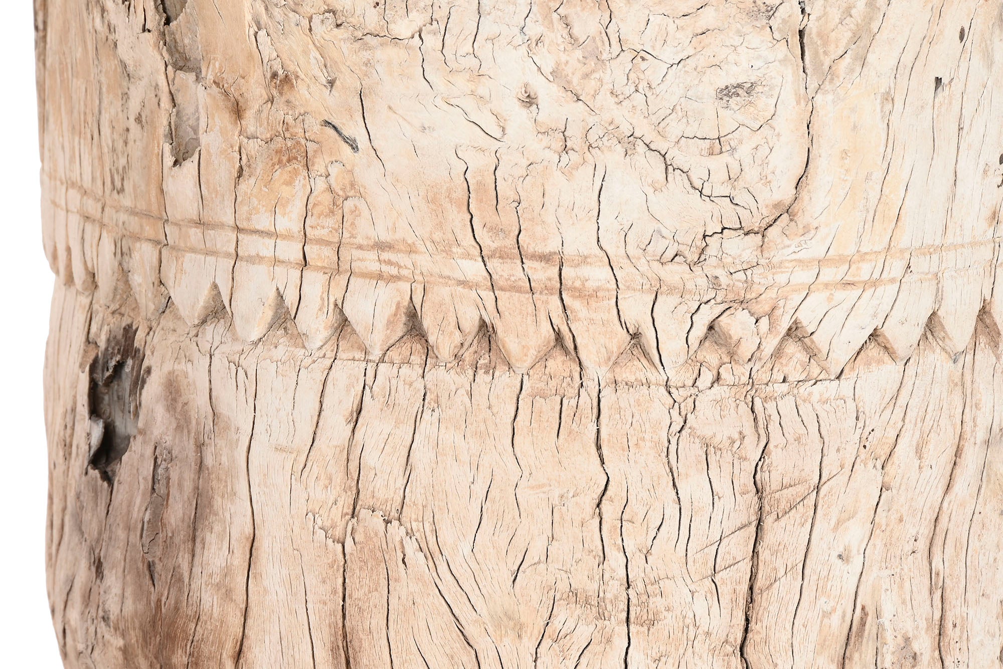 Vaso de teca 31x31x46 argamassa natural antiga