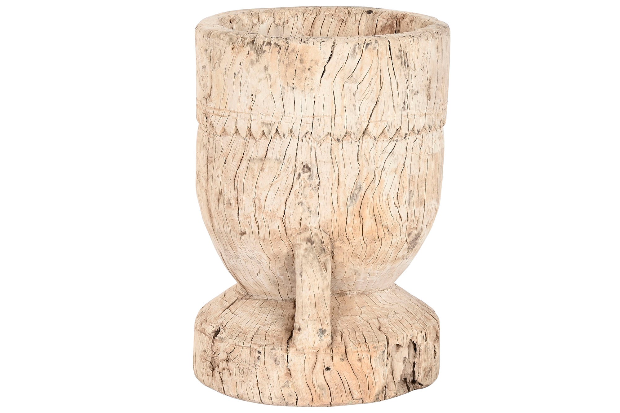 Vaso de teca 31x31x46 argamassa natural antiga
