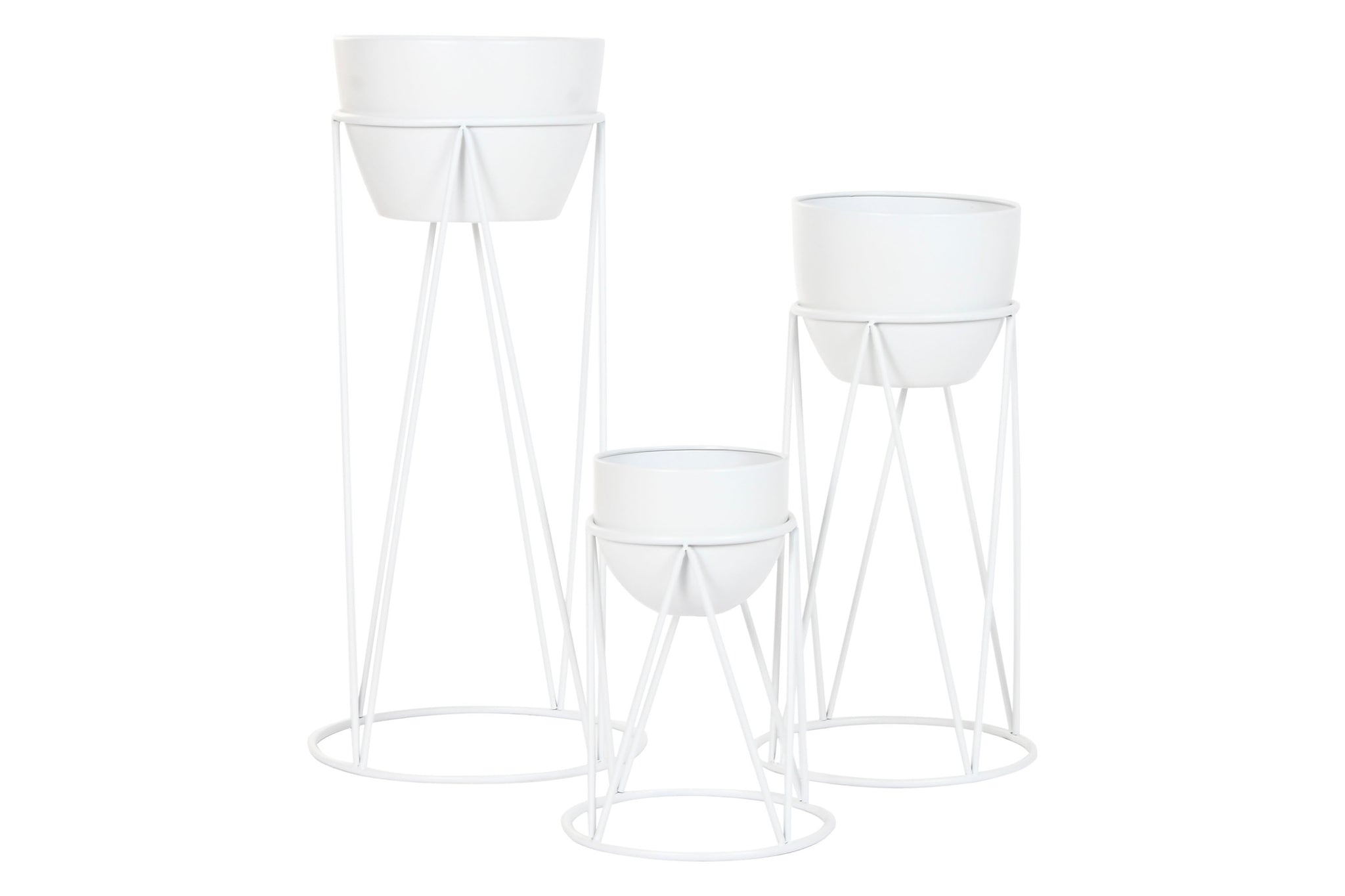 Macetero Set 3 Metal 38X38X80 Blanco