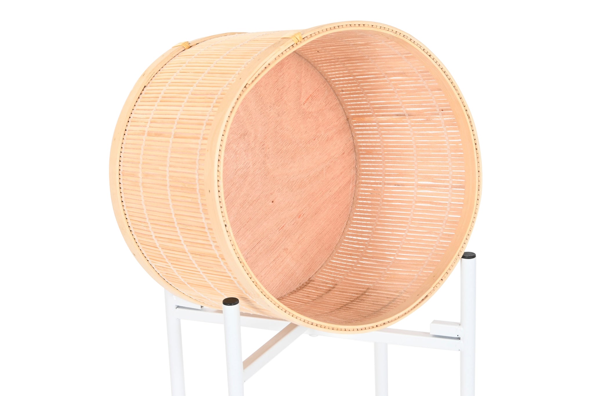 Macetero Set 3 Bambu Metal 31X31X103 Blanco