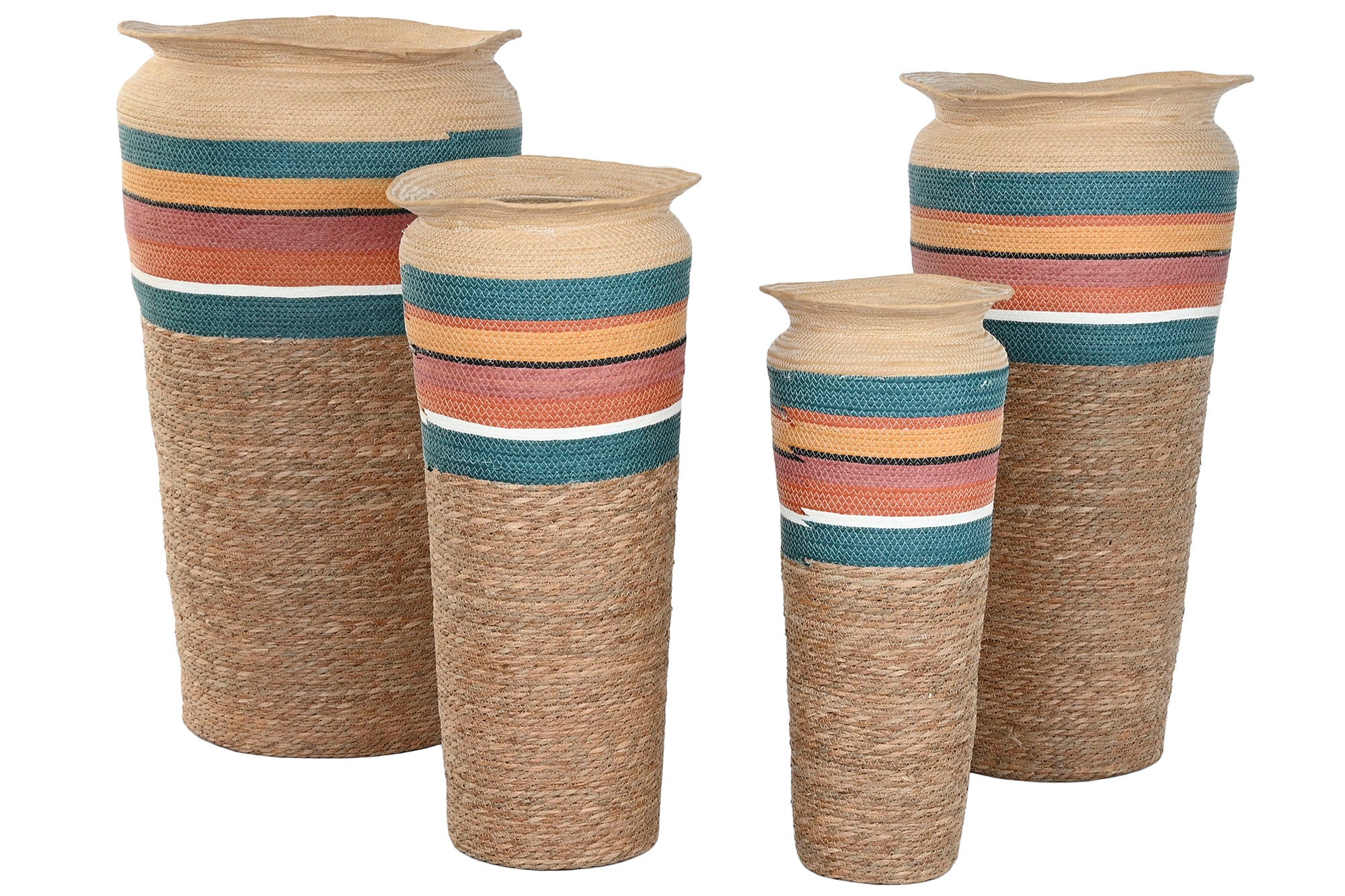 Macetero Set 4 Fibra 55X55X100 Natural Multicolor