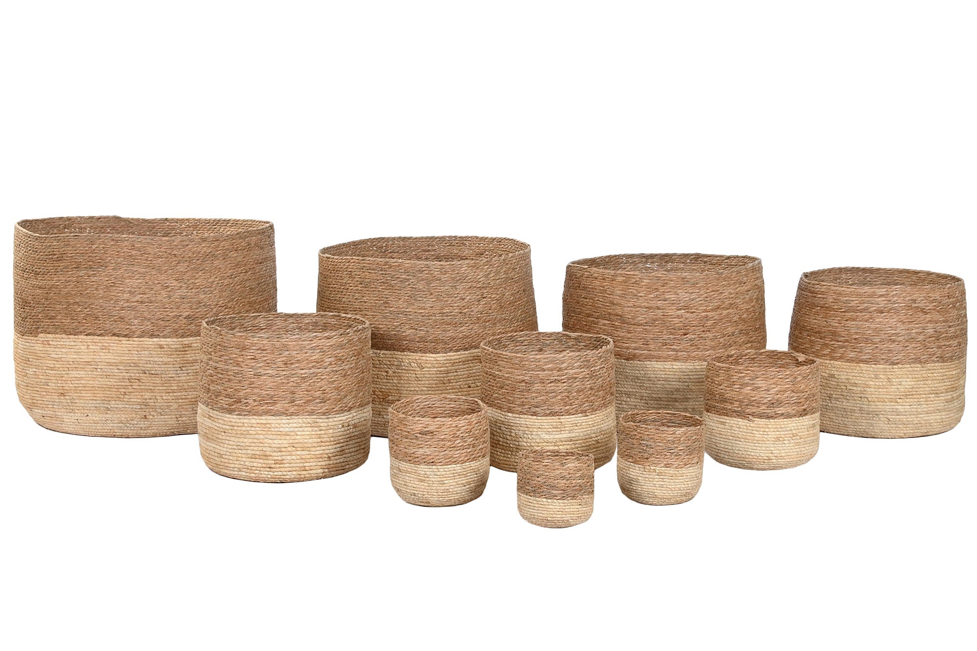 Macetero Set 10 Fibra 68X68X53 Natural Bicolor