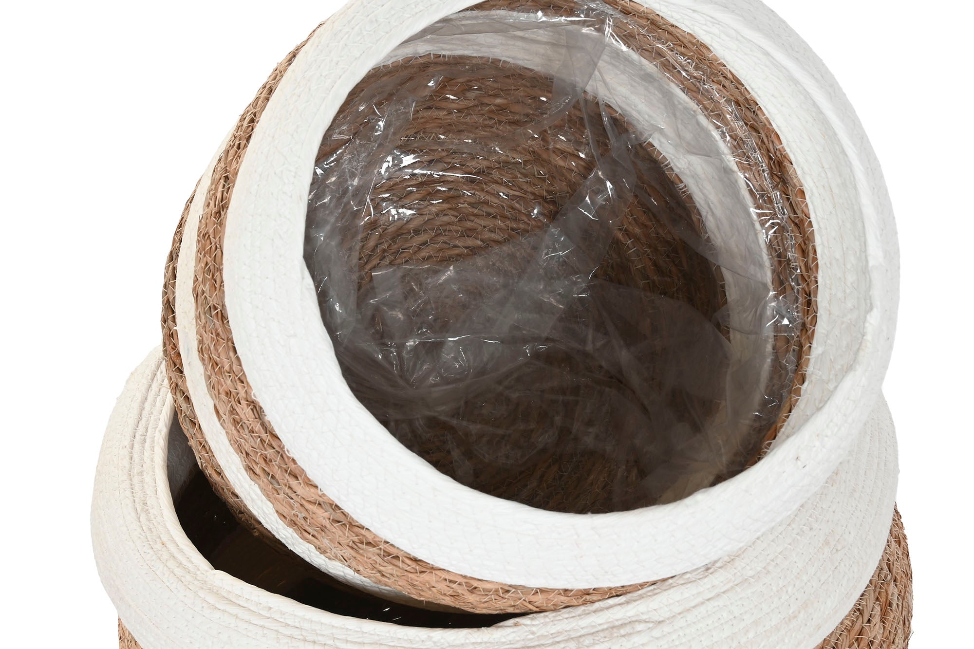 Macetero Set 3 Fibra 45X45X39 Natural Bicolor