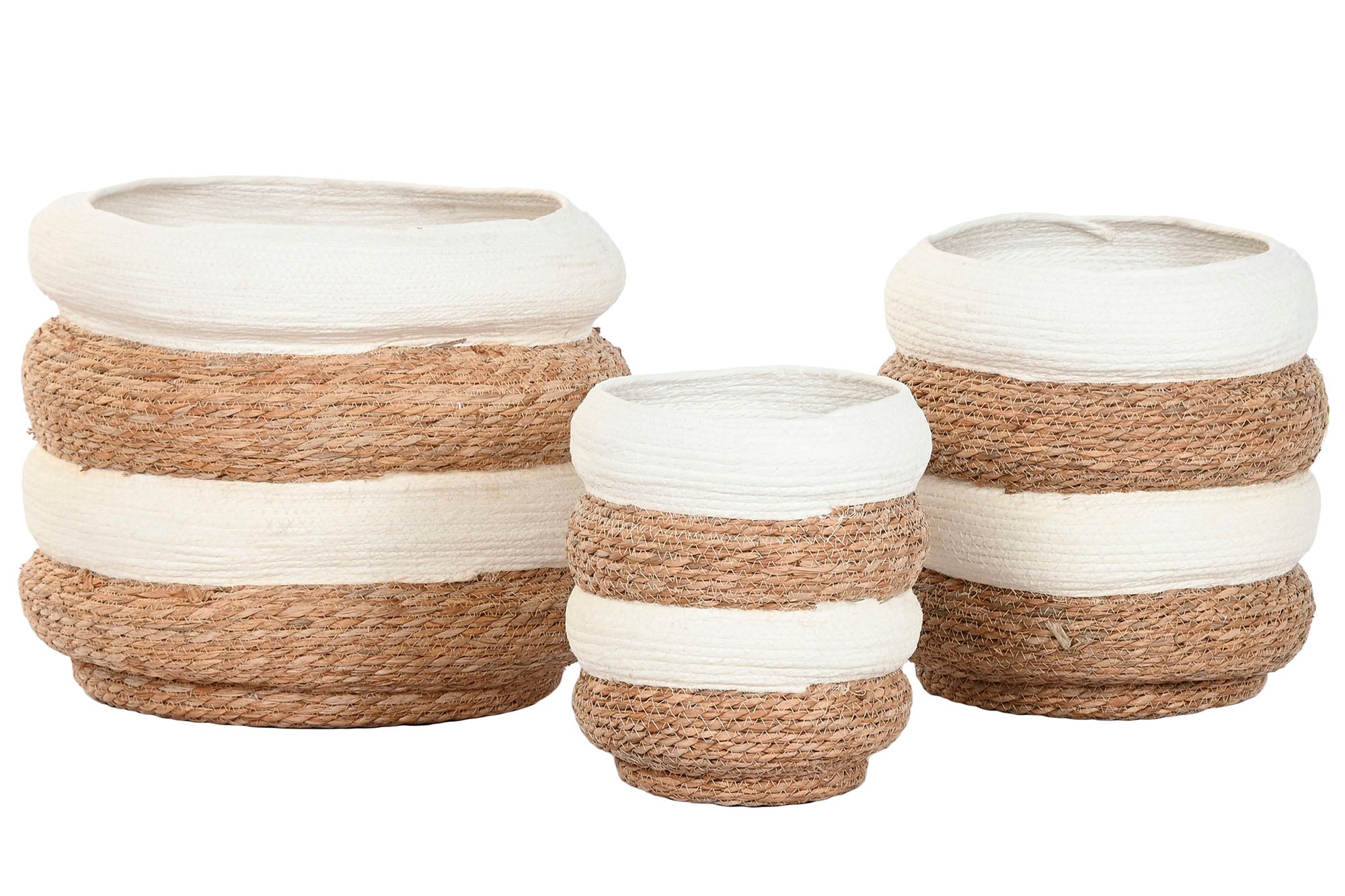 Macetero Set 3 Fibra 45X45X39 Natural Bicolor