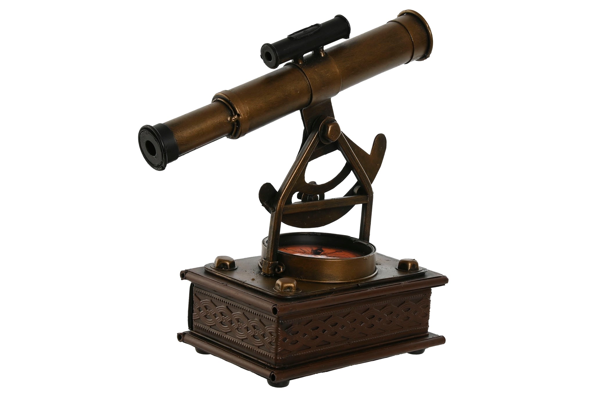 Figura Metal 21,5X11X22,5 Telescopio Bronce