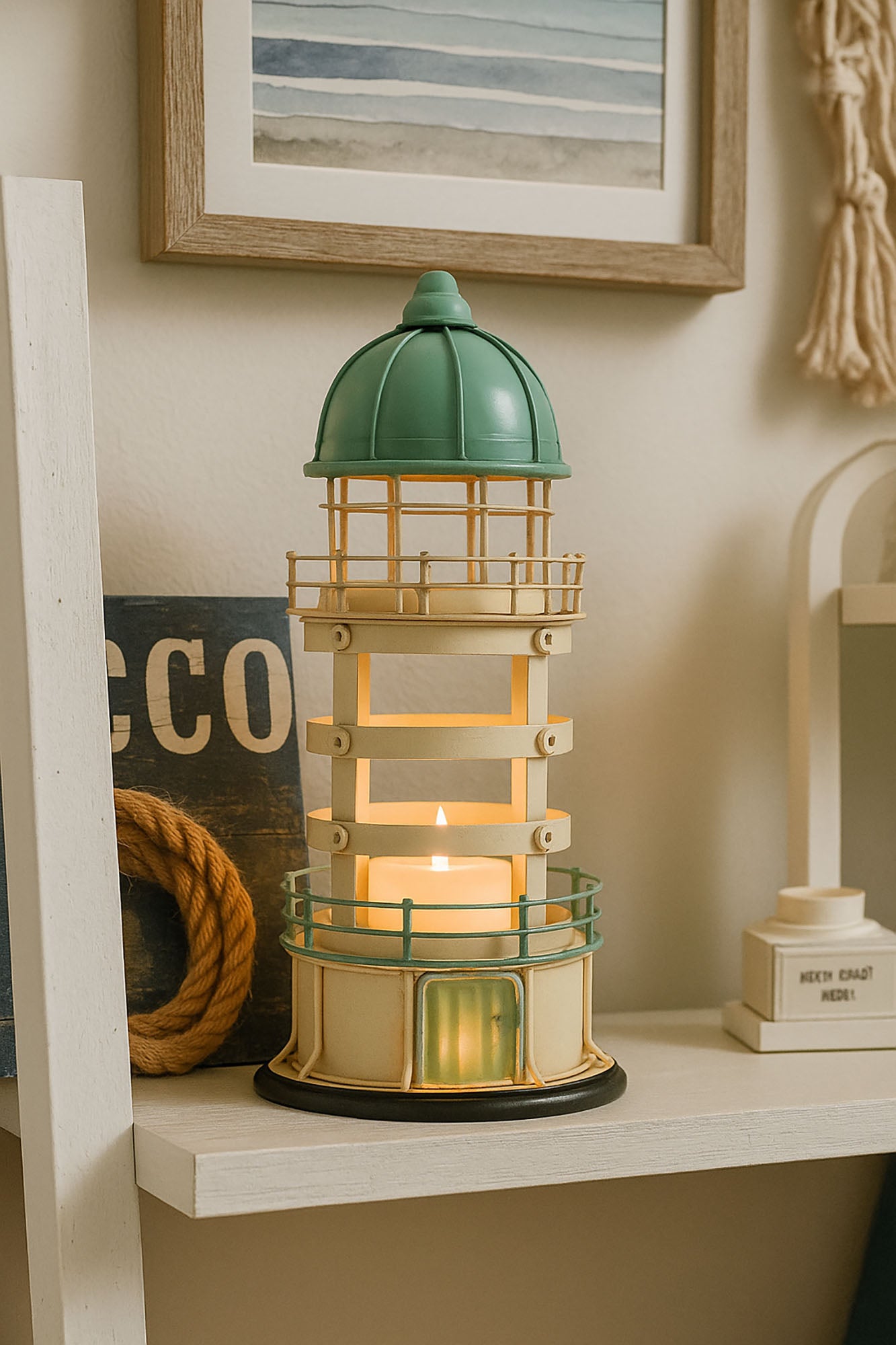 Faro Metal 13X13X27,5 Portavela 3 Surt.