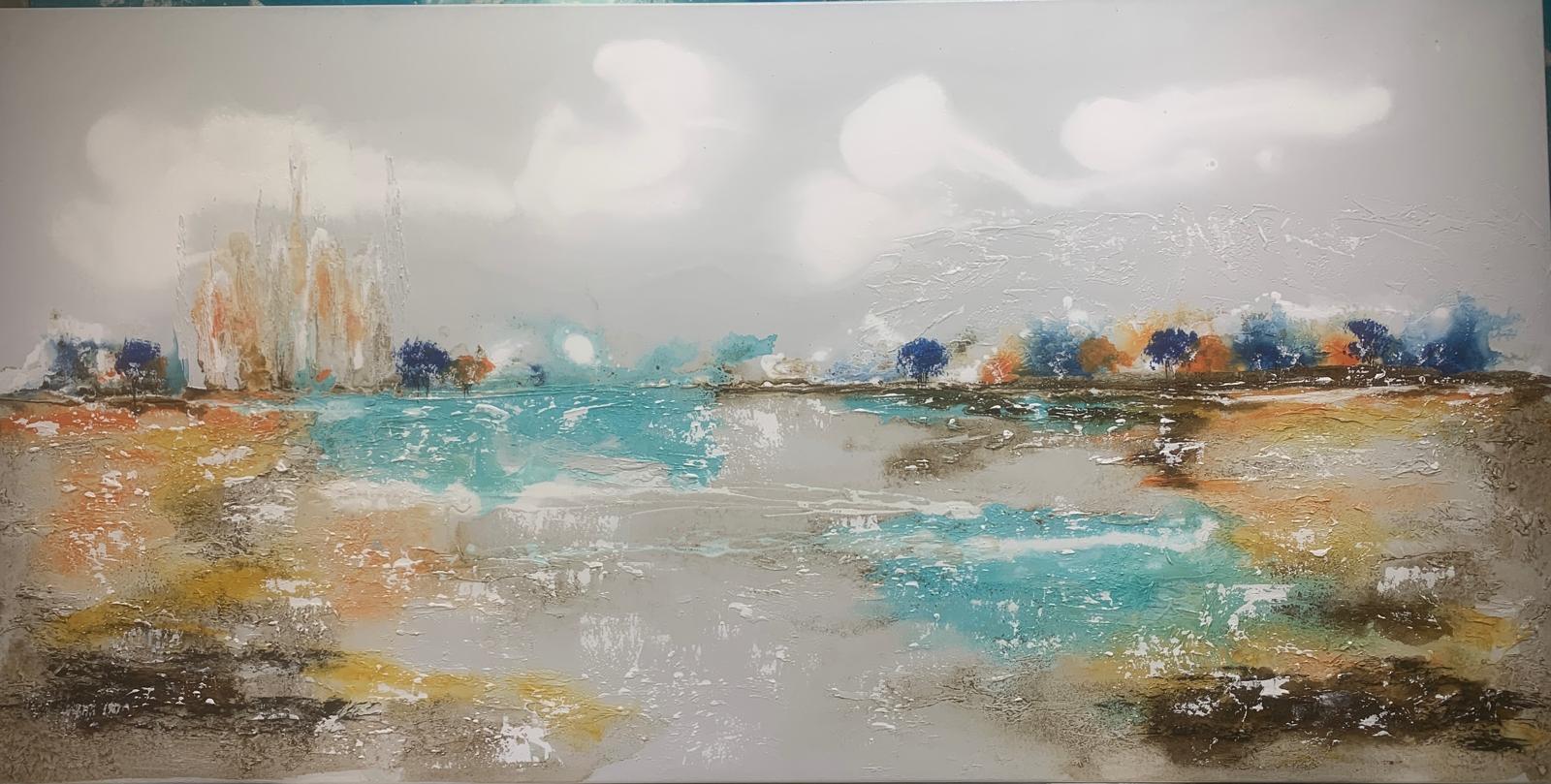 Pintura abstrata “Tarde na lagoa”