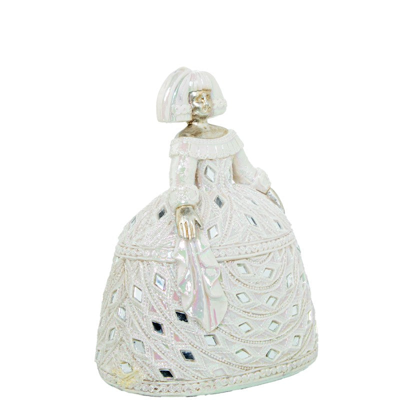 Figura Menina 18cm Resina Blanca con espejos 15x11x18cm