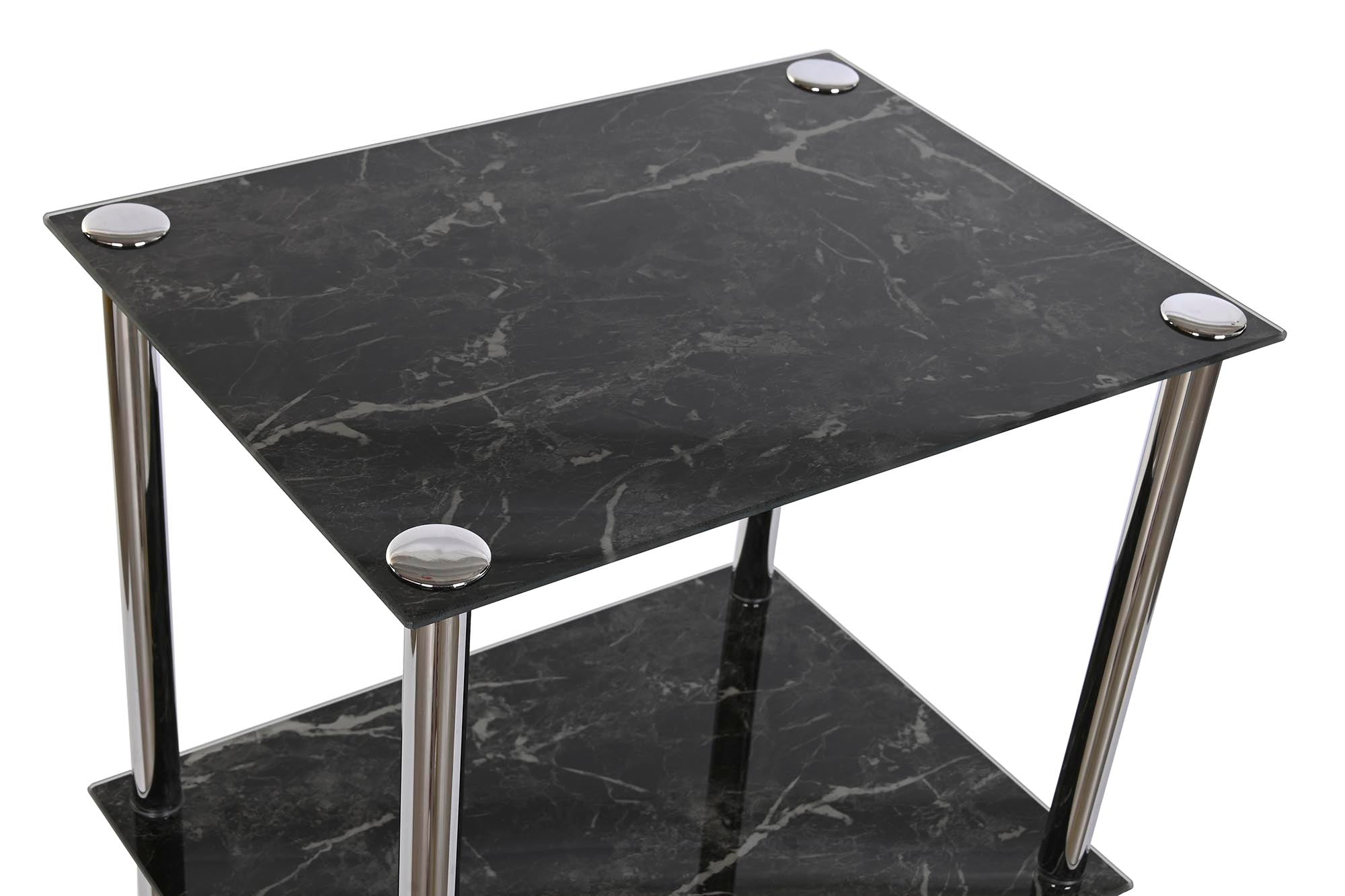 Estanteria Acero Cristal 40X30X105 Simil Marmol