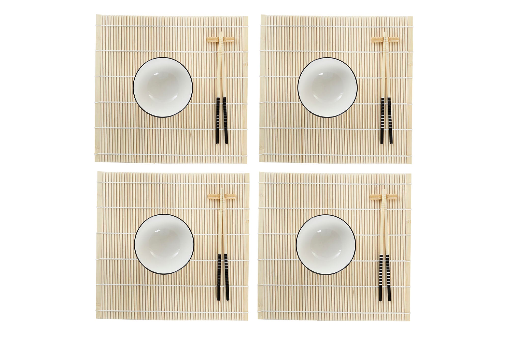 Sushi Set 16 Bambu Gres 14,5X14,5X31 Blanco