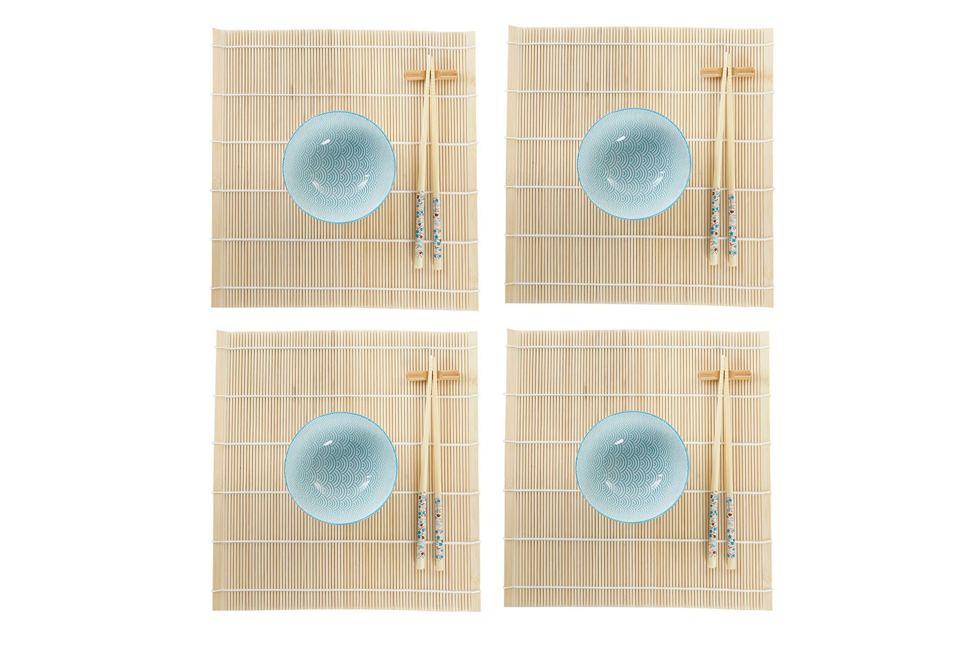 Sushi Set 16 Bambu Gres 14,5X14,5X31 Azul