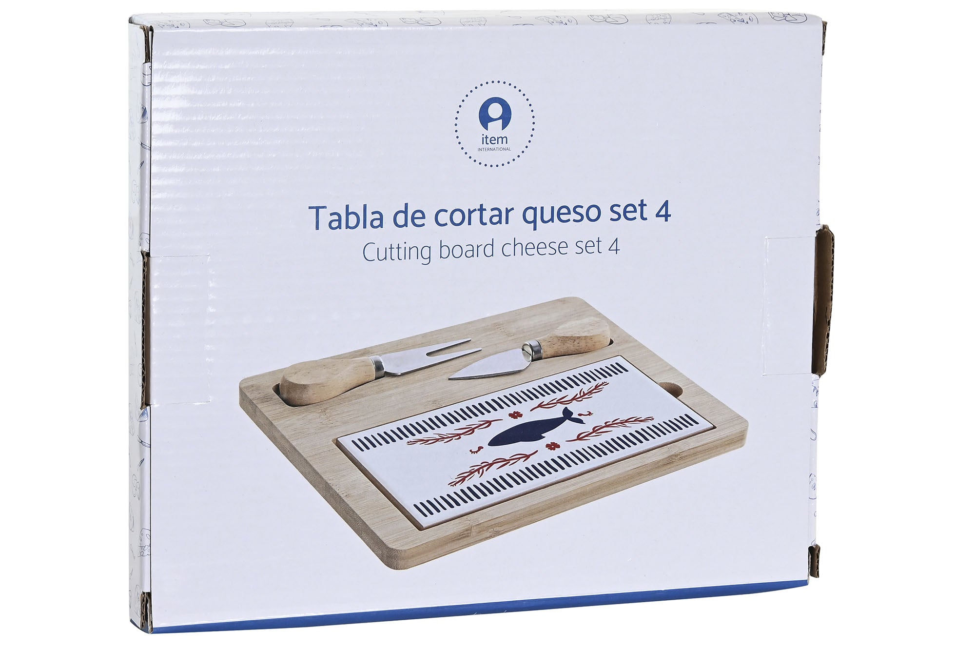 Tabla Aperitivo Set 4 Bambu 24,5X20X1,2 Blue Red B