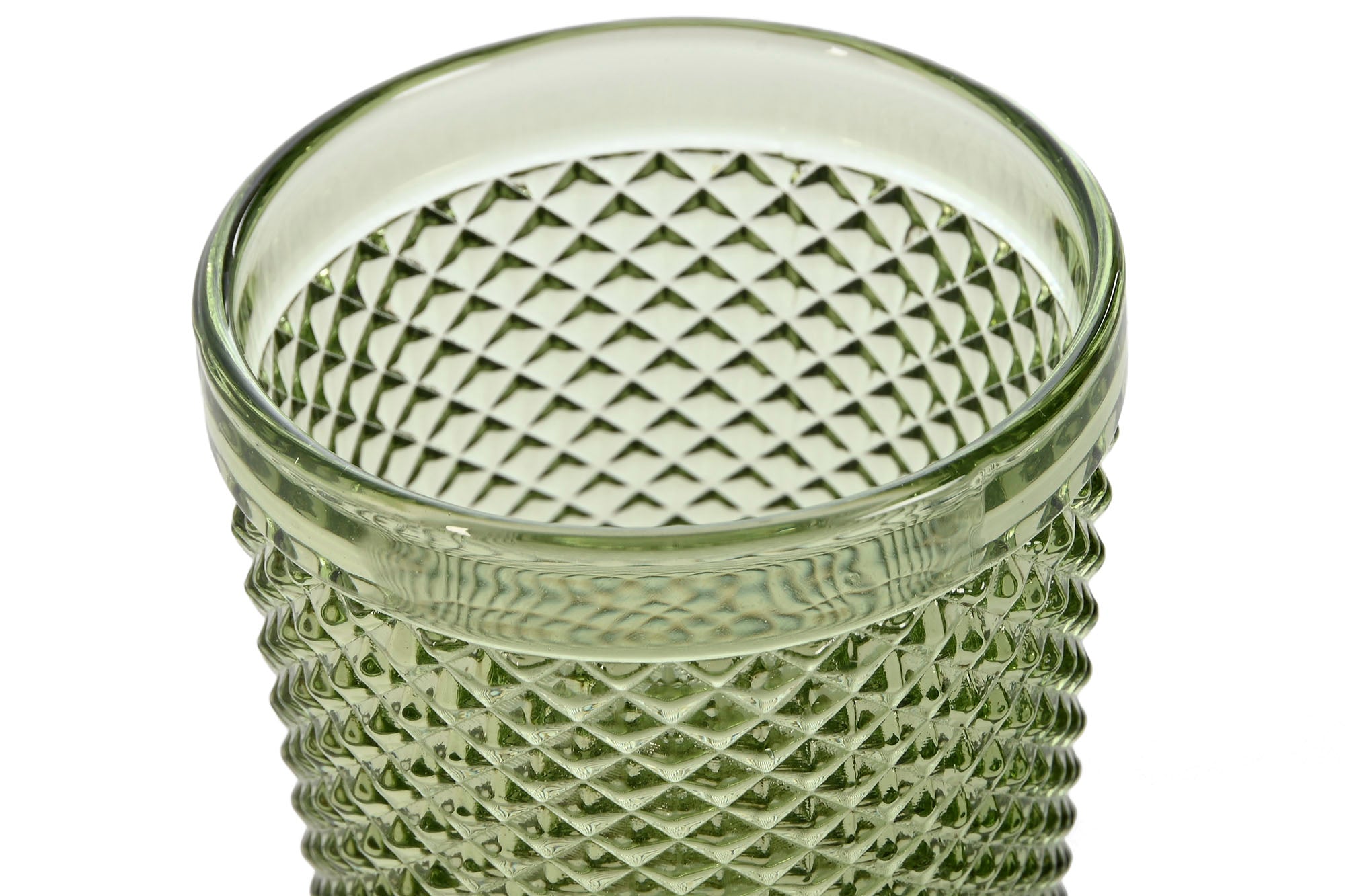 Vaso Set 6 Cristal 8X8X10 240Ml, Relieve Verde