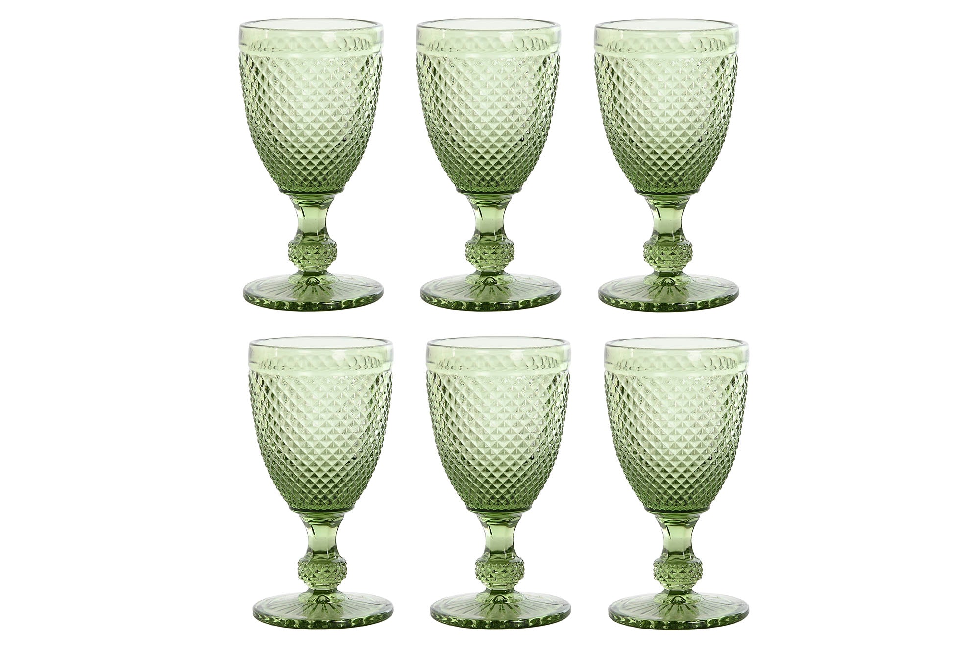 Copa Set 6 Cristal 8X8X15,5 240Ml, Grabado Verde