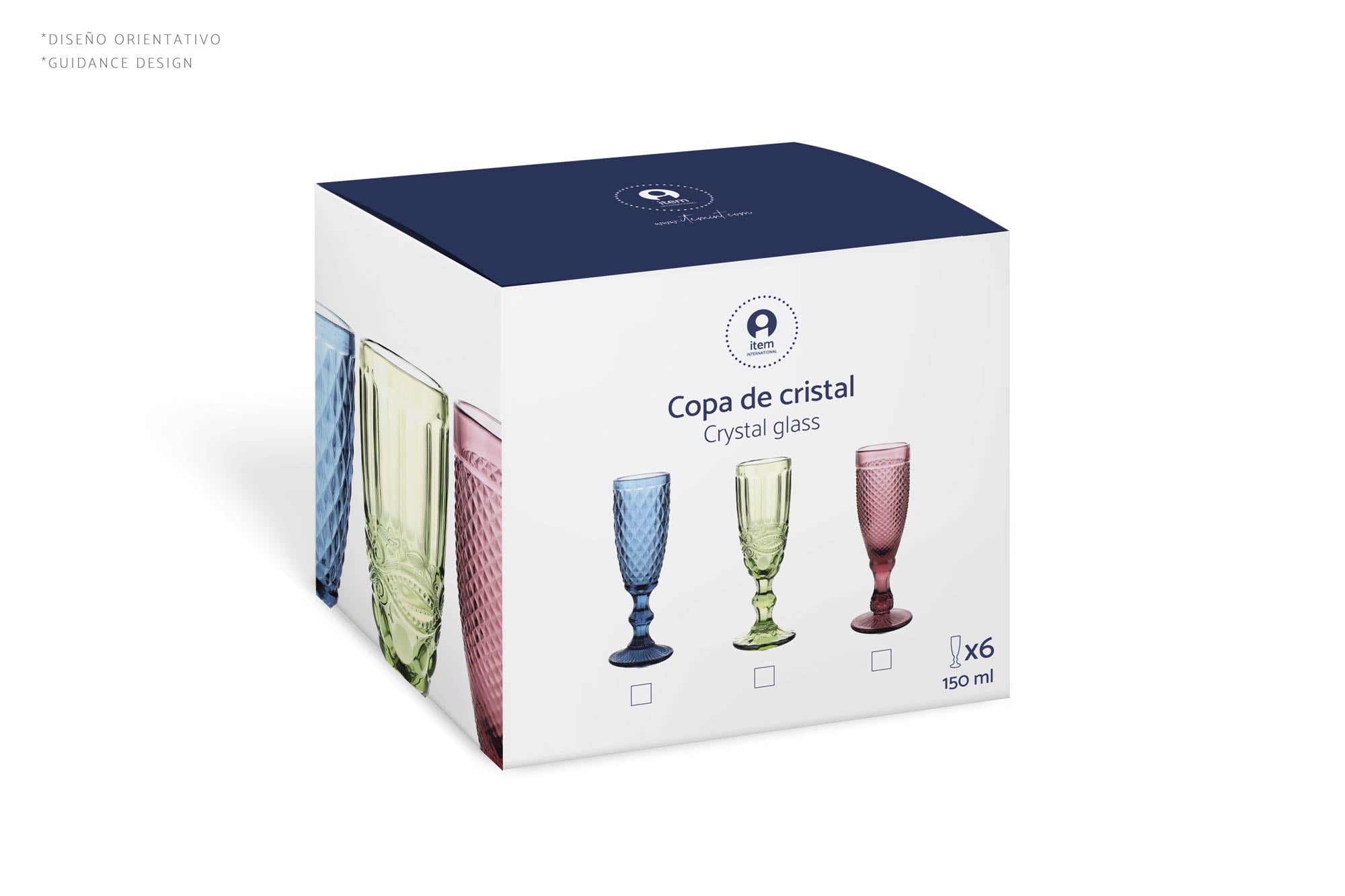 Copa Set 6 Cristal 7X7X20 150Ml, Grabado Verde