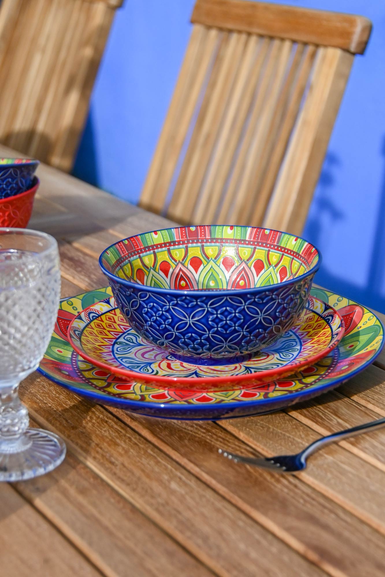 Stoneware Plate 26.5X26.5X3 Mandala 2 Assorted.