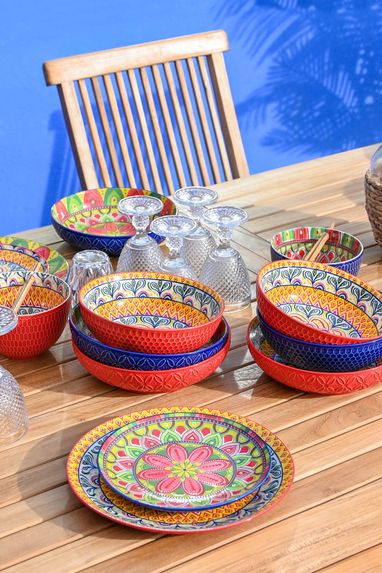 Stoneware Plate 21.5X21.5X5.5 Mandala 2 Assortment.