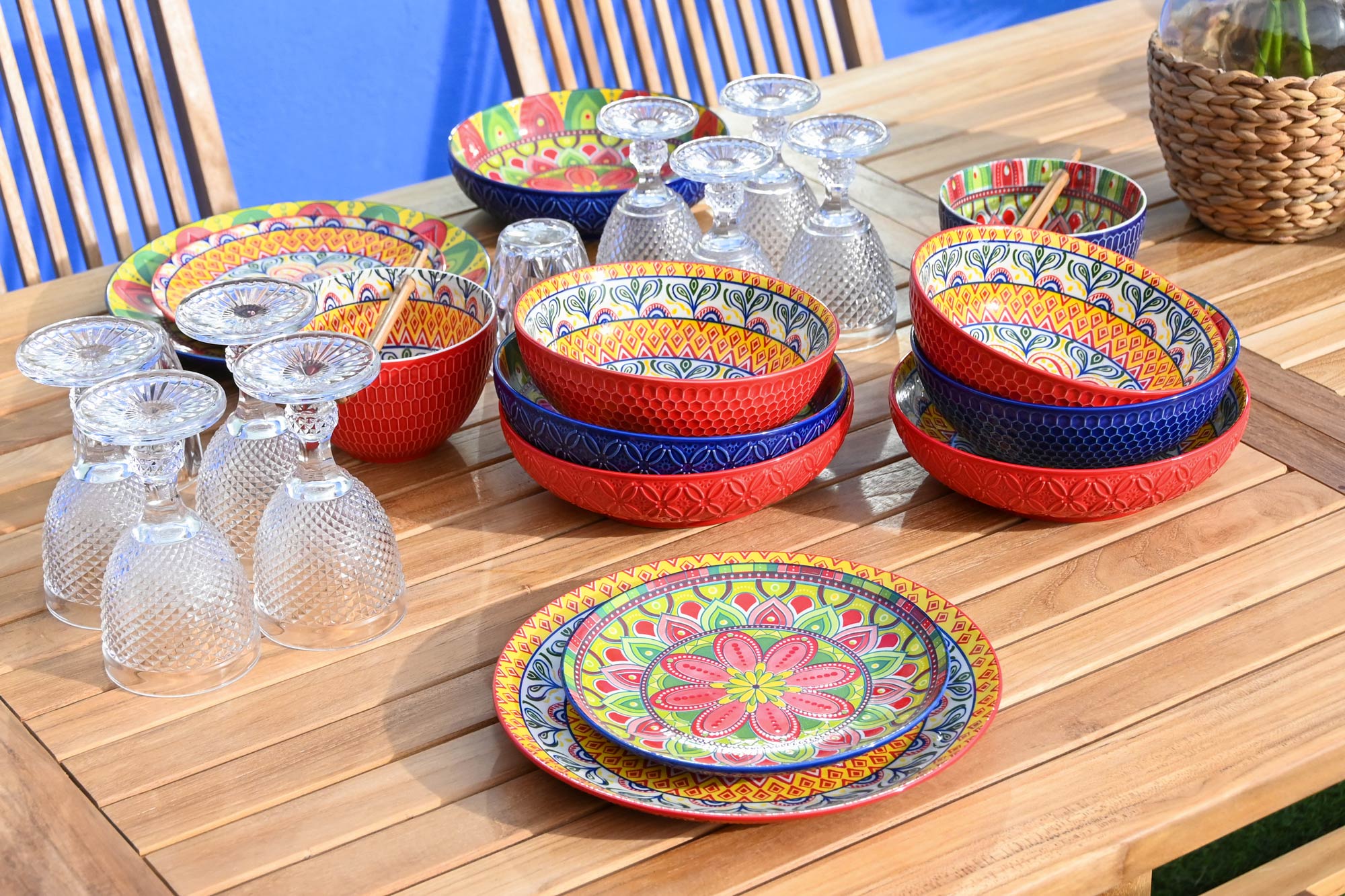 Stoneware Plate 20.5X20.5X3 Mandala 2 Assorted.