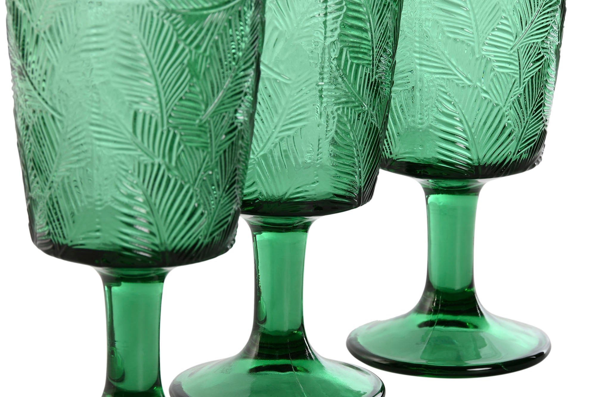 Glass Set of 6 8x8x15.5 285ml Crystal Leaves Relief