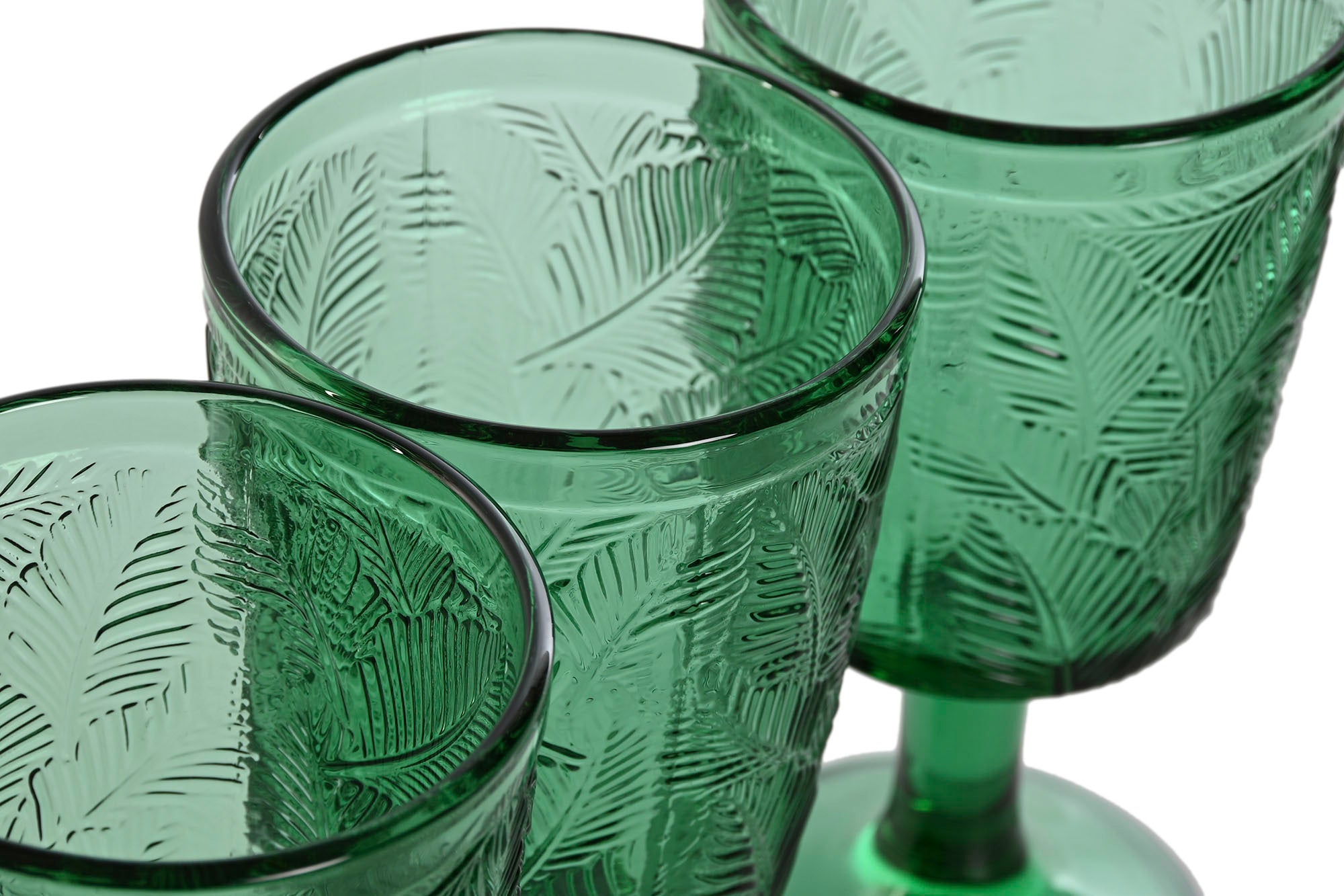 Glass Set of 6 8x8x15.5 285ml Crystal Leaves Relief