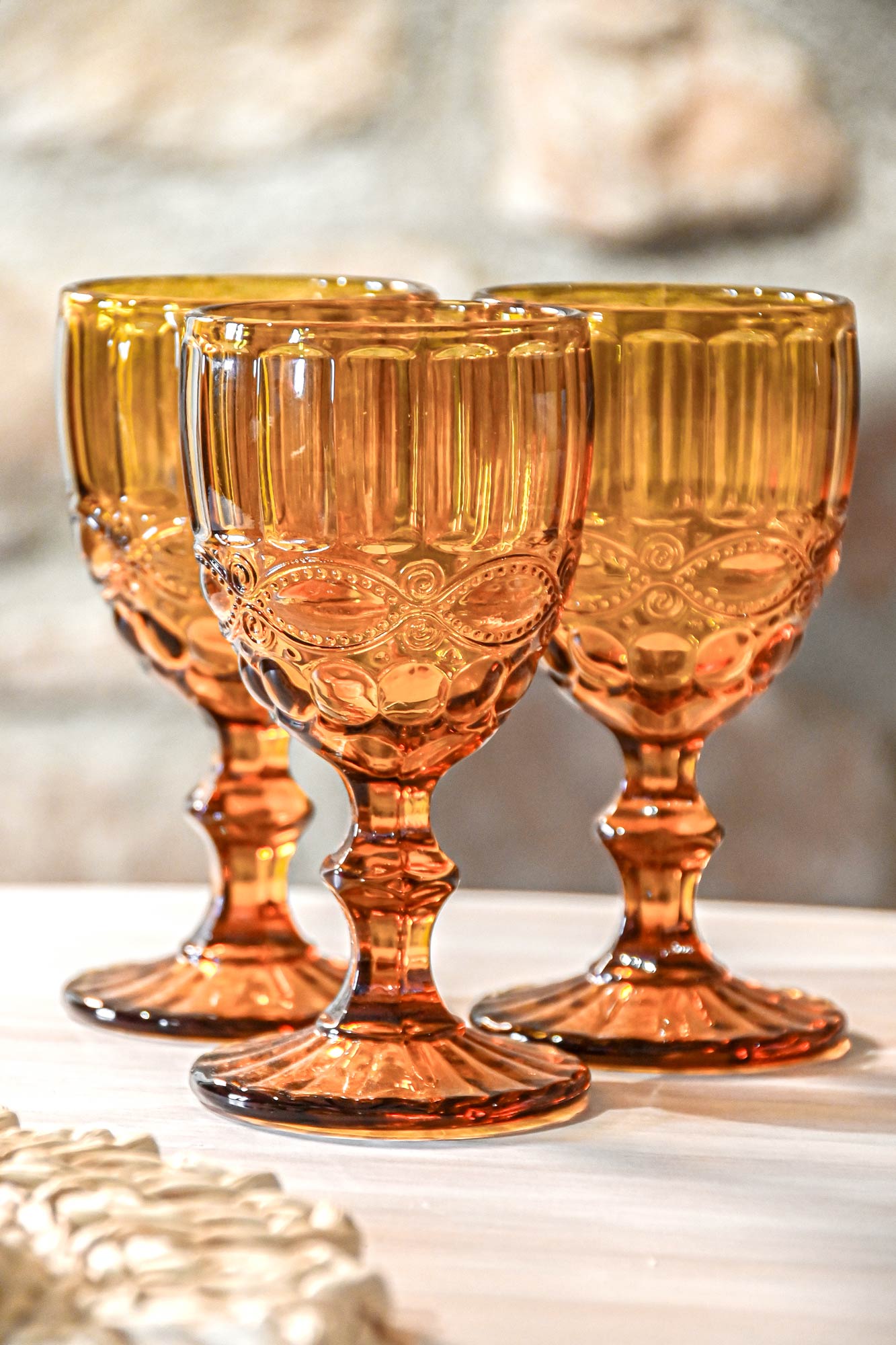 Cup Set 6 Crystal 8X8X15.5 240Ml Amber Relief