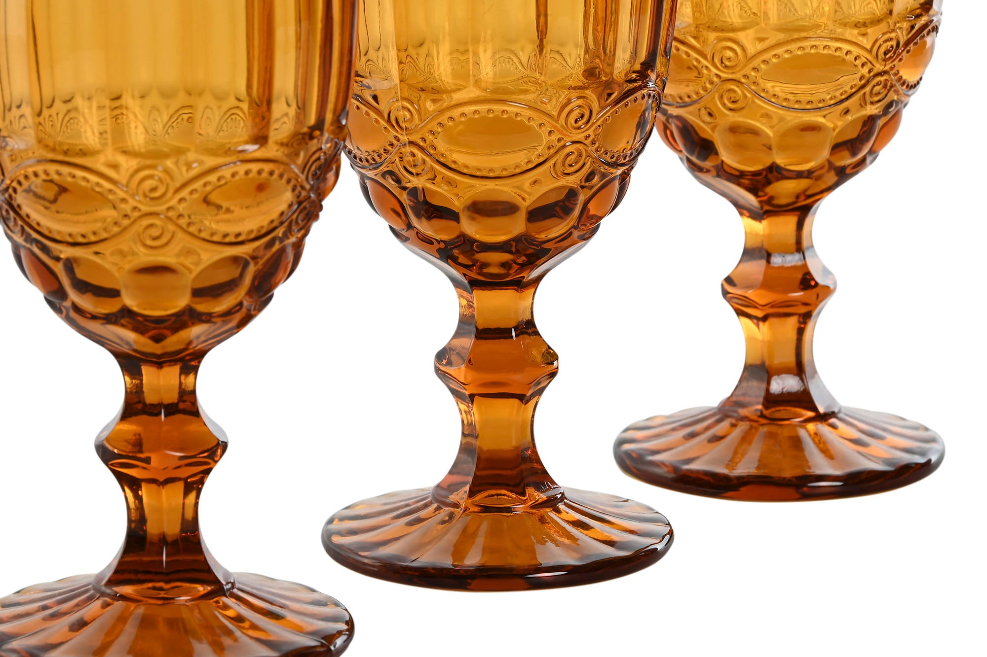 Cup Set 6 Crystal 8X8X15.5 240Ml Amber Relief
