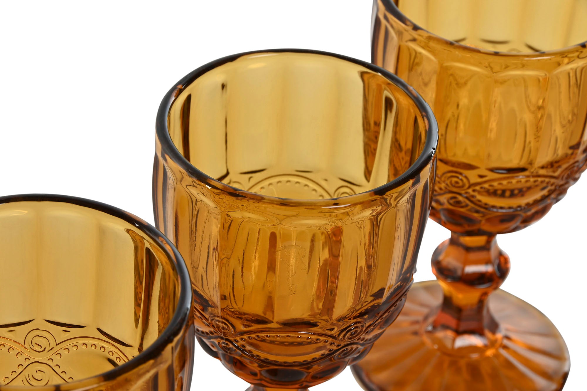 Cup Set 6 Crystal 8X8X15.5 240Ml Amber Relief