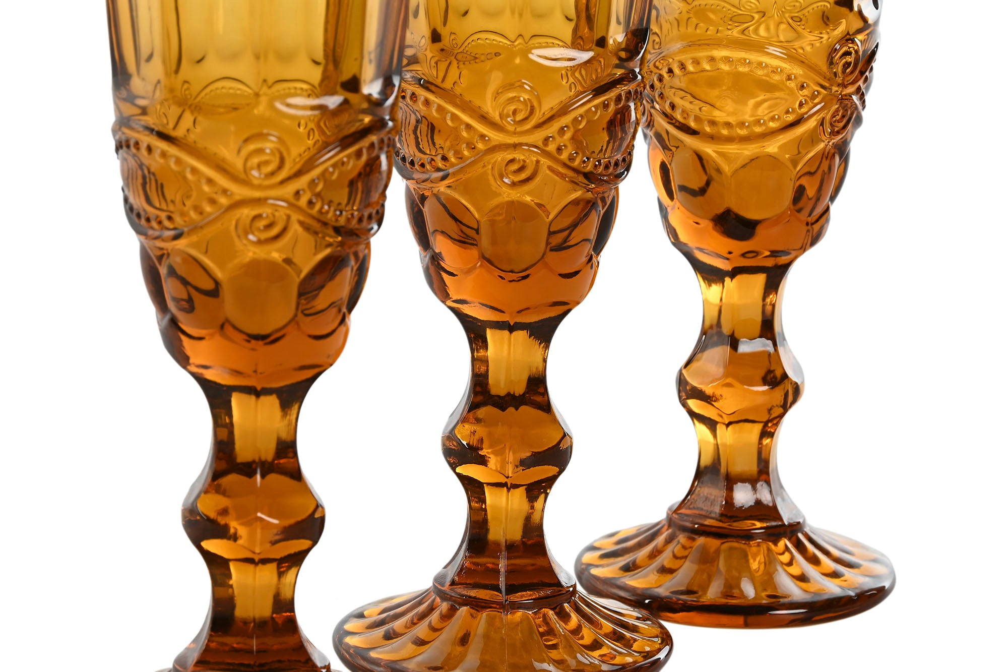 Cup Set 6 Crystal 7X7X20 150Ml Amber Relief