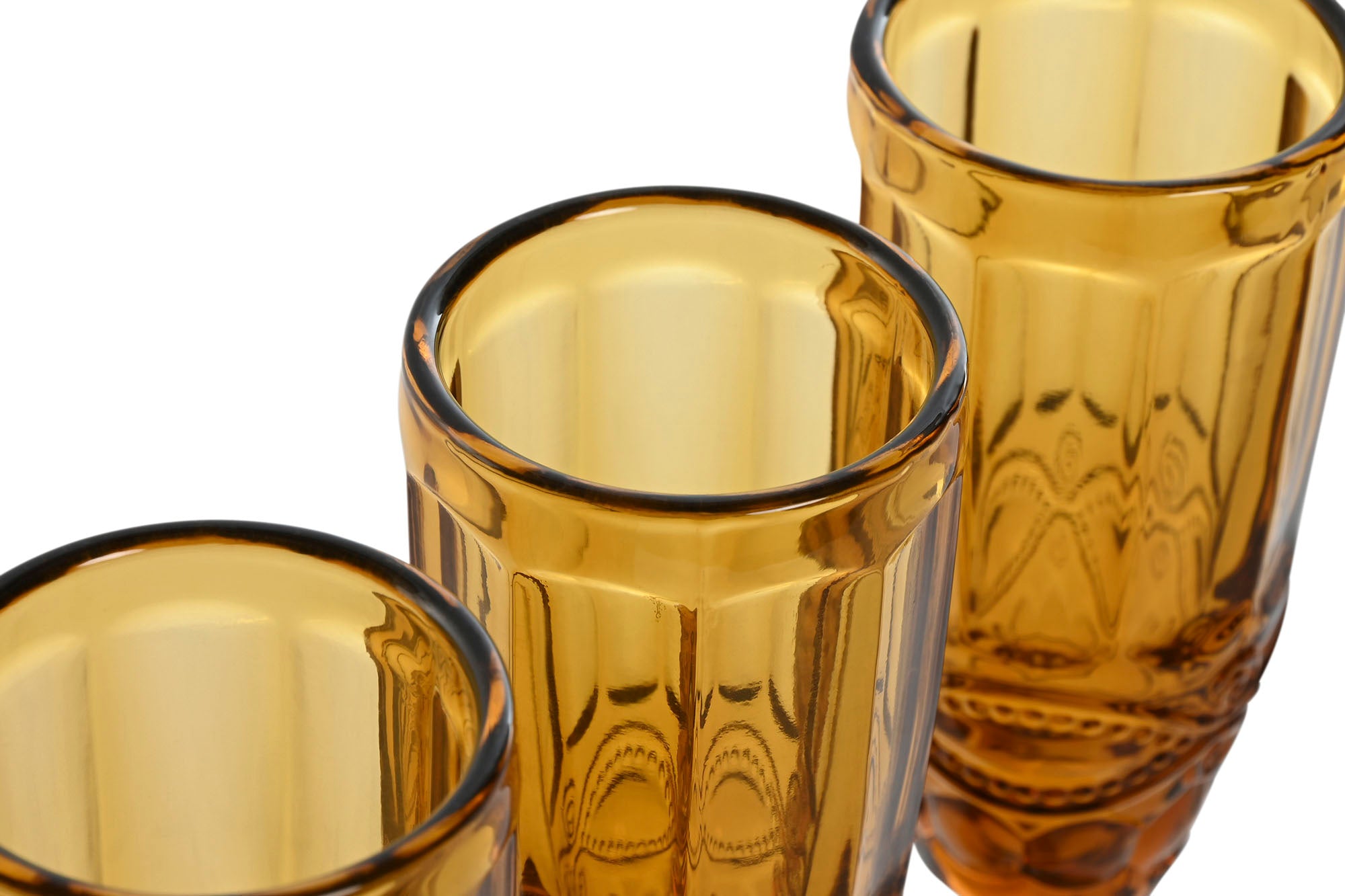 Cup Set 6 Crystal 7X7X20 150Ml Amber Relief