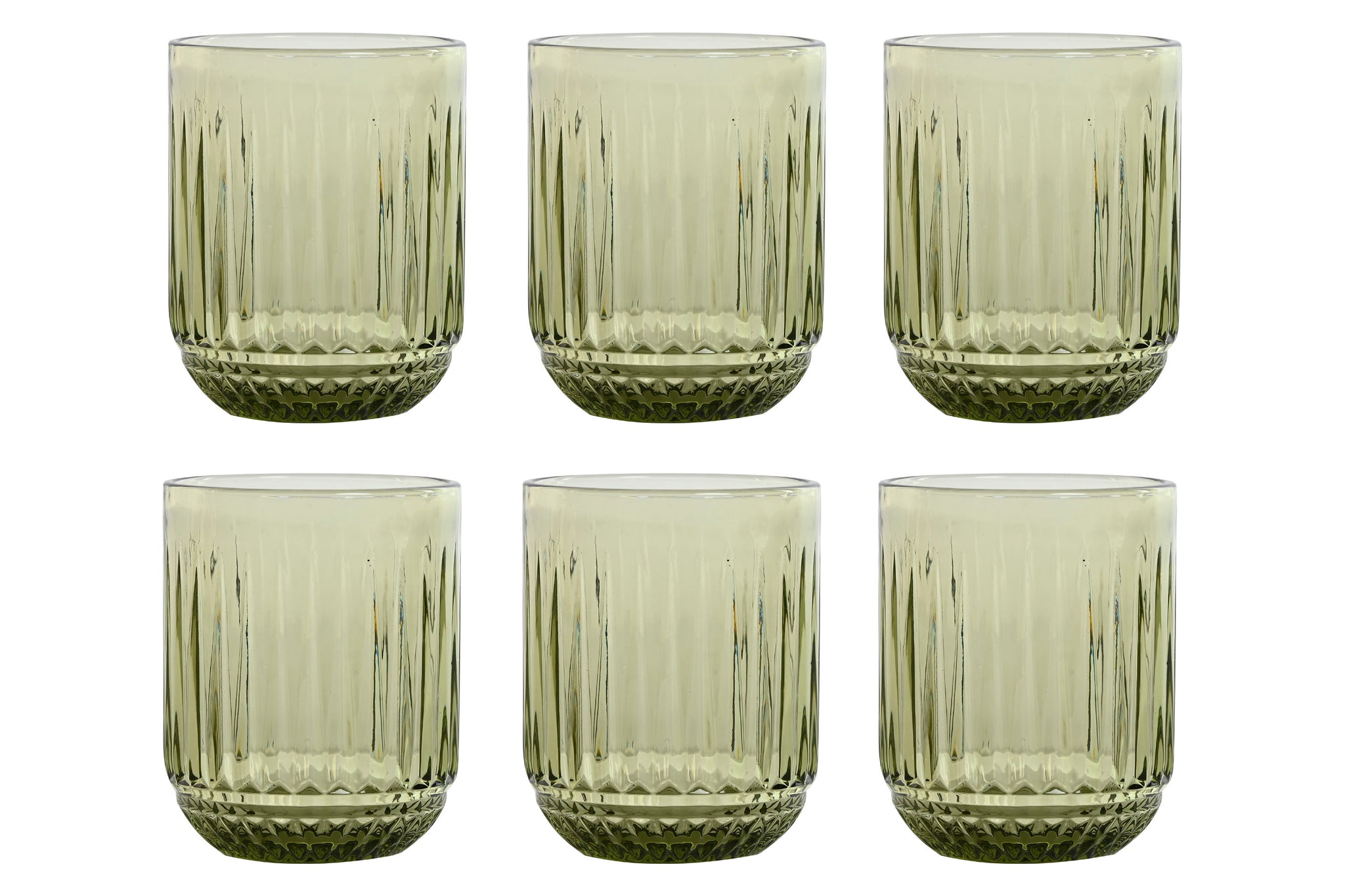 Vaso Set 6 Cristal 7,5X7,5X9,5 275Ml Rayado Verde