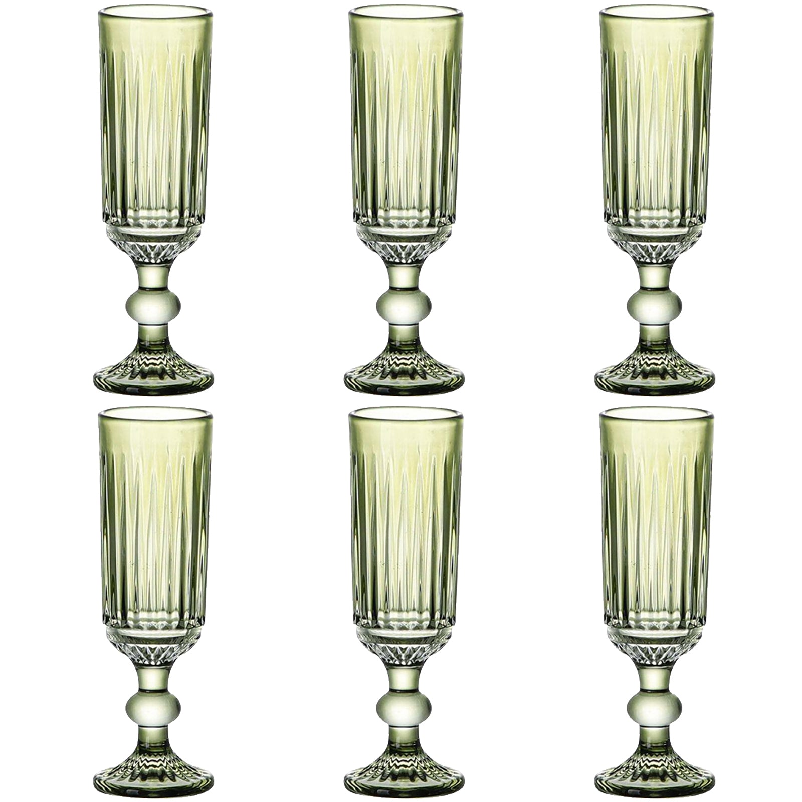 Copa Set 6 Cristal 6X6X18,4 160Ml Rayado Verde