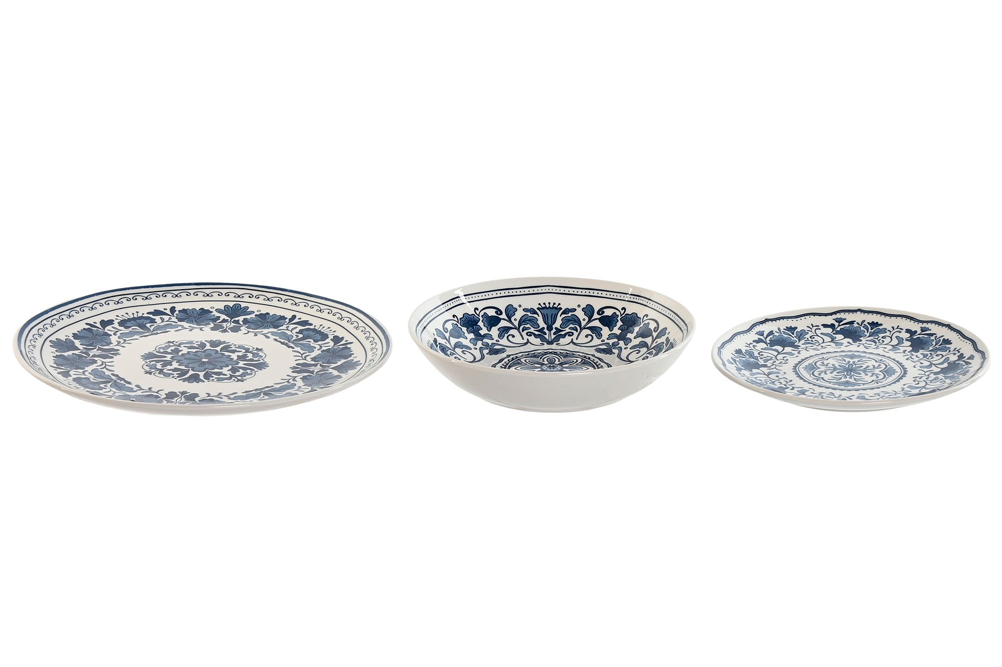 Dinnerware Set 18 Porcelain 27X27X2 Ethnic Blue