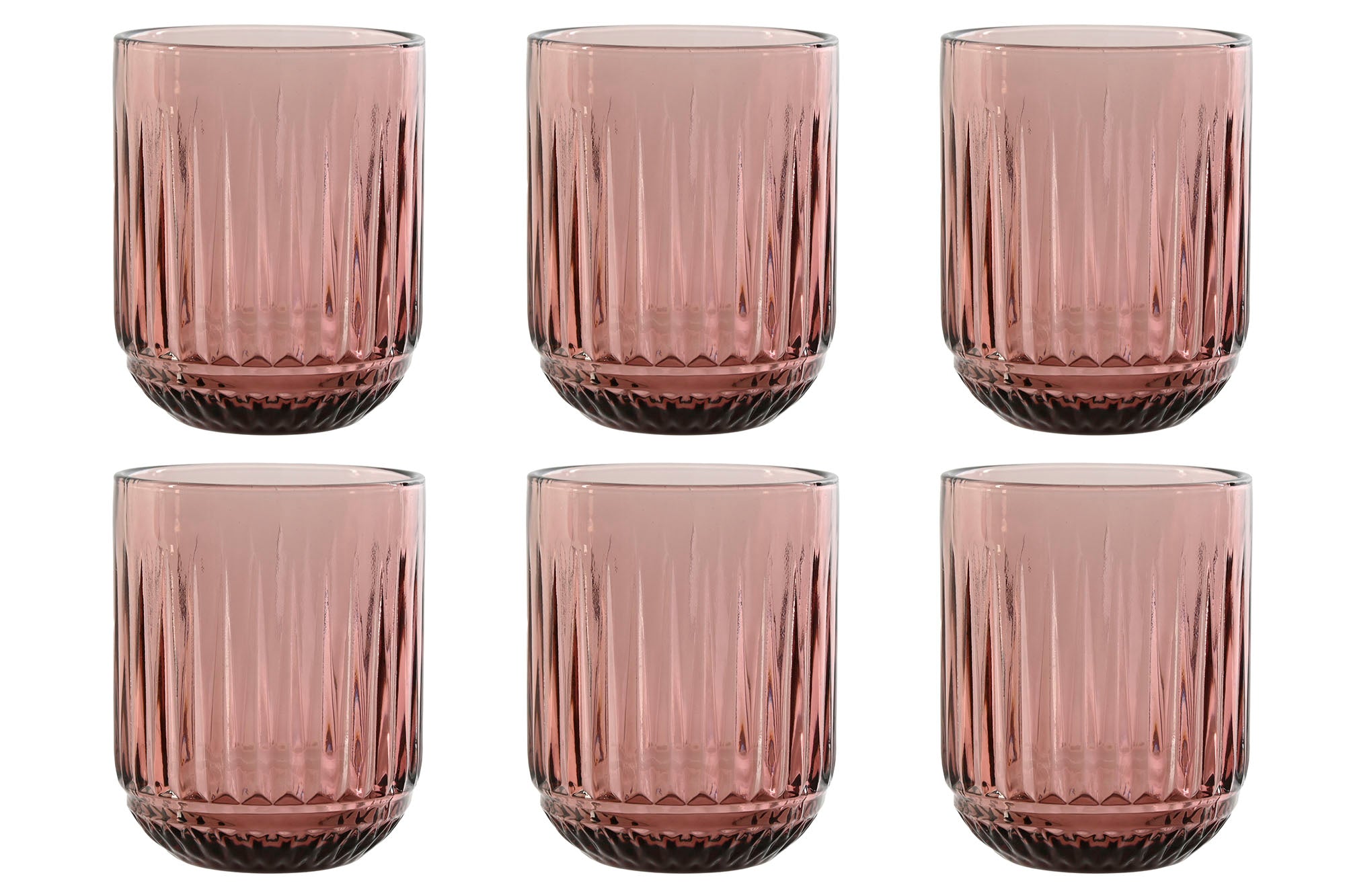 Vaso Set 6 Cristal 7,5X7,5X9,5 275Ml Rayado Rosa