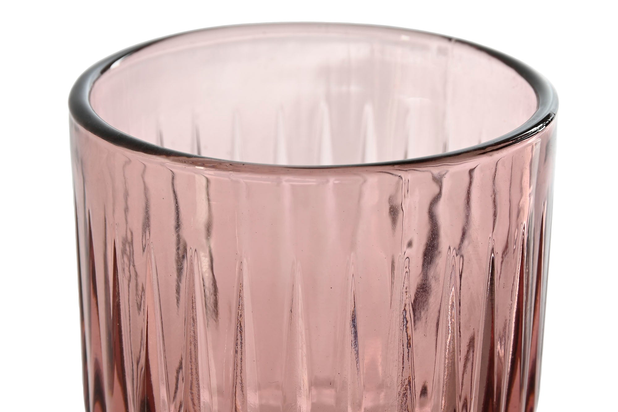Glass Set of 6 8x8x14.5 260ml Pink Striped Glass