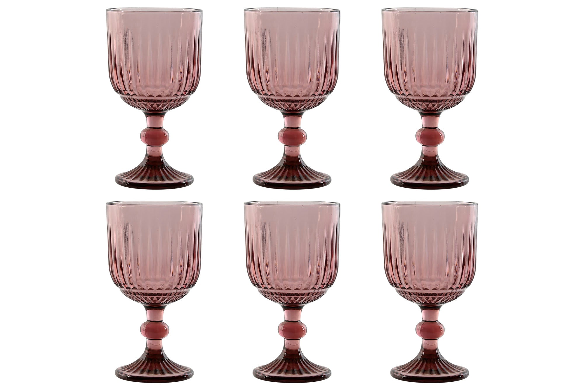 Copa Set 6 Cristal 8,8X8,8X16,3 380Ml Rayado Rosa